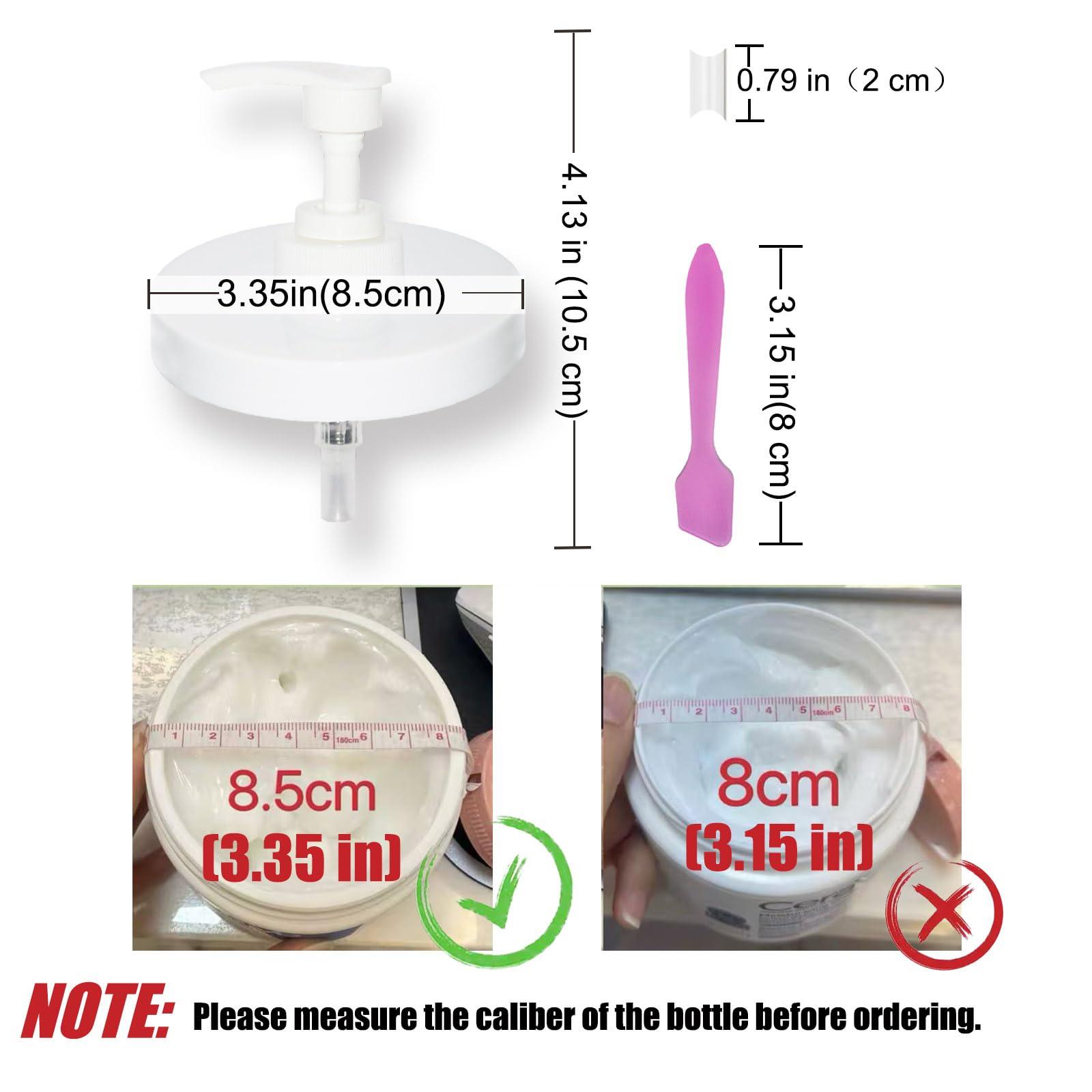 Pump Lid Compatible with CeraVe Moisturizing Cream 3.35"/8.5cm Opening, One-Touch Dispenser, Mess-Free Twist-On Design, 2 Pack with a Spatula, Skincare Organizer Essential - Image 2
