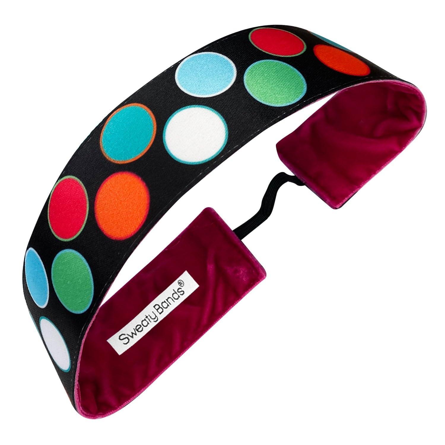 Sweaty Bands Womens Girls Headband for an Active Busy Lifestyle - Non-Slip Velvet-Lined Athletic Exercise Hairband - Let's Clown Around Black Multicolored 1.5-Inch