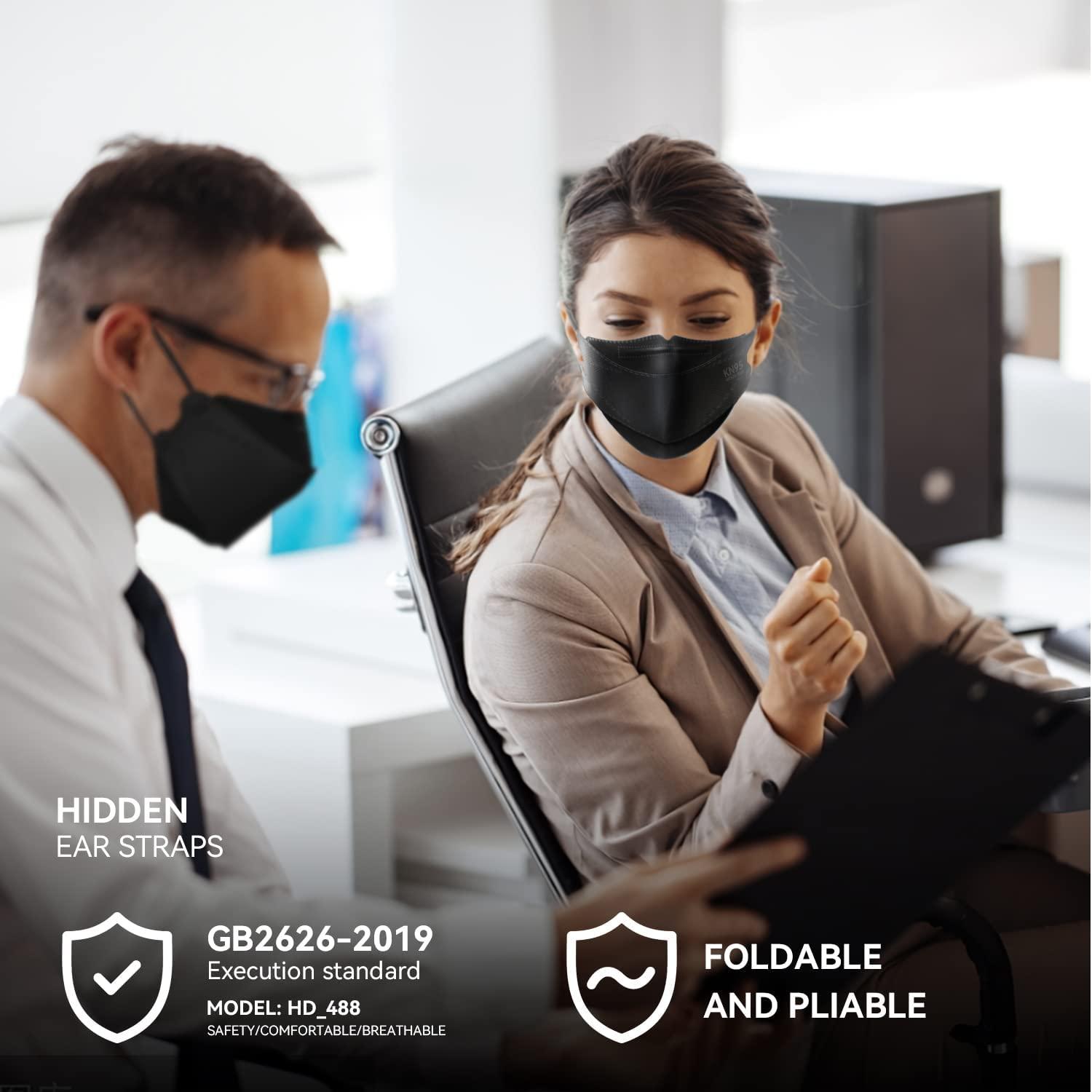 Keangs KN95 Face Masks 100 Pack, Breathable Protective Disposable Mask For for Adults And Teens, Black - Image 7