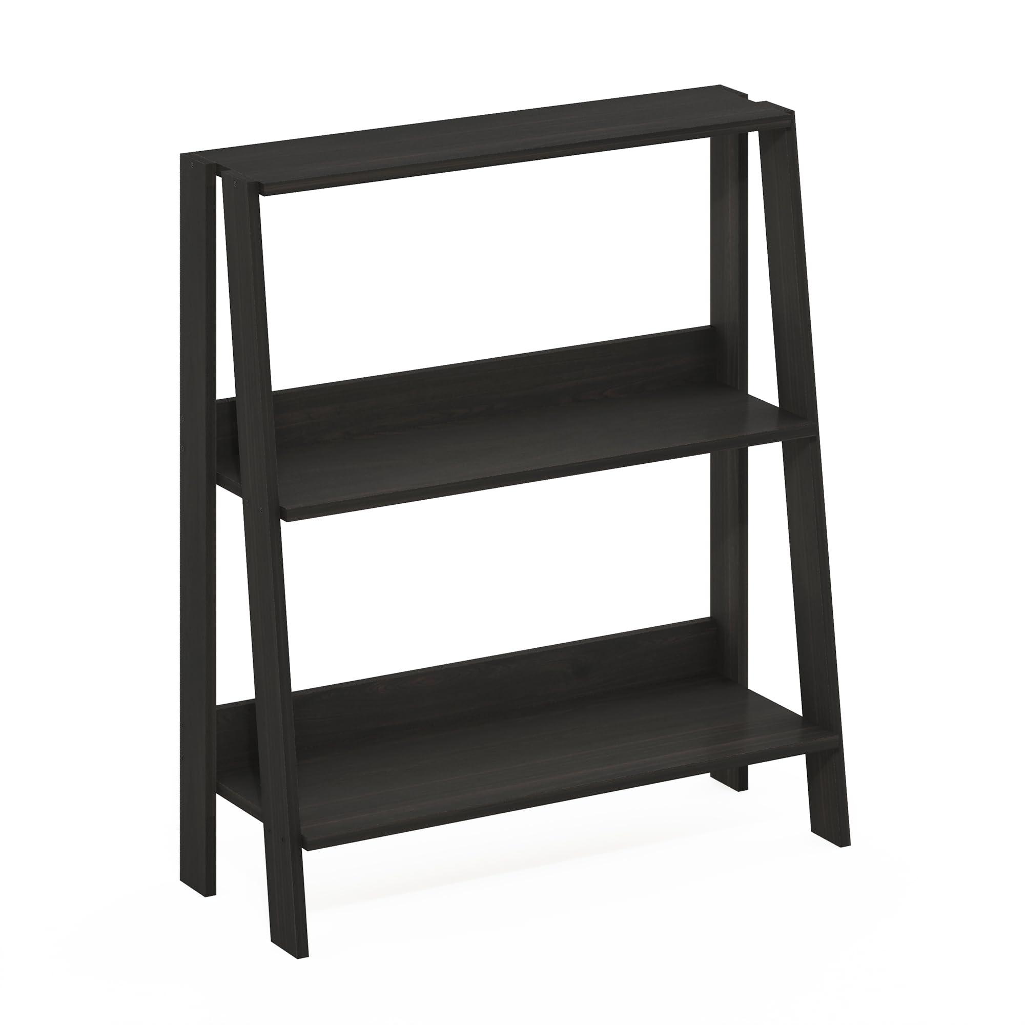 Furinno Ladder Bookcase Display Shelf, 3-Tier, Espresso - Image 5