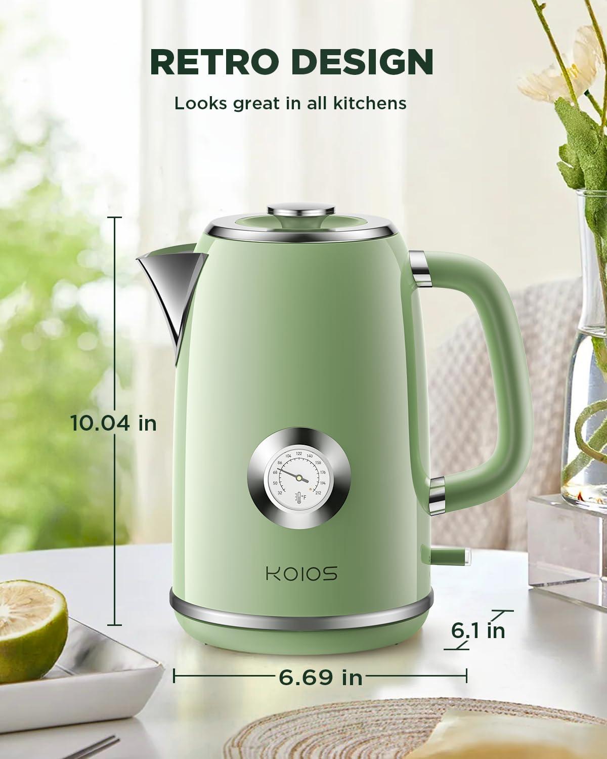 Electric Kettle 1.8L with Temperature Gauge, 1500W Fast Boiling Electric Tea Kettle, 100% Stainless Steel Retro-Style Hot Water Kettle Electric - Glowing LED Light, Auto Shut-Off & Boil-Dry Protection - Image 2