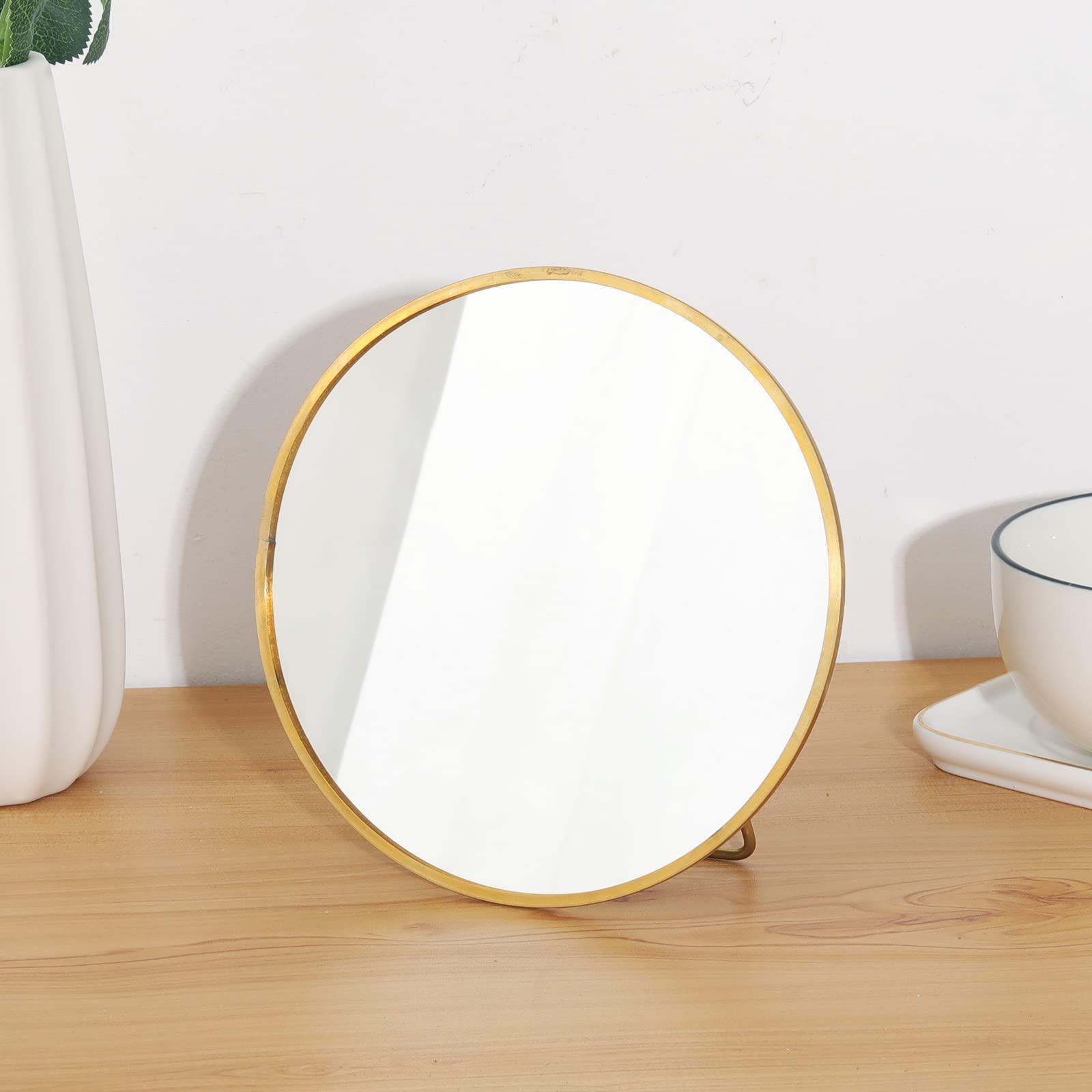 LONGSHENG - SINCE 2001 - Gold Vanity Makeup Mirror Table Desk Countertop Mirror Bathroom Shaving Make Up Mirror Home Decor-Round - Image 2