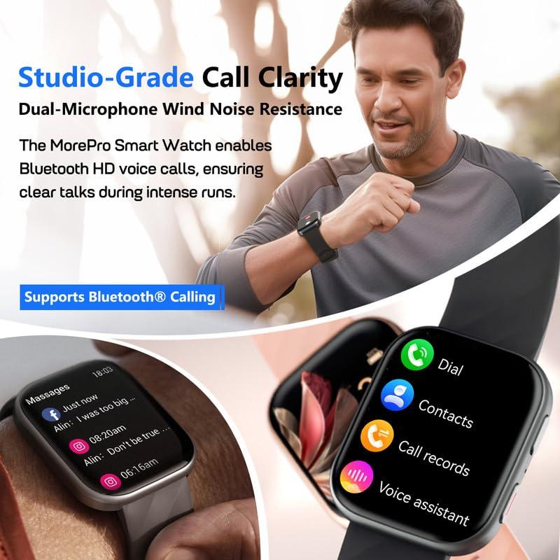 MorePro Smart Watch for Men Women(Make/Answer Call), 1.85" Fitness Tracker with 24/7 Heart Rate & Blood Pressure Monitor, Blood Oxy-gen Sleep Tracking, 120+ Sports Activity Tracker for iOS Android - Image 2