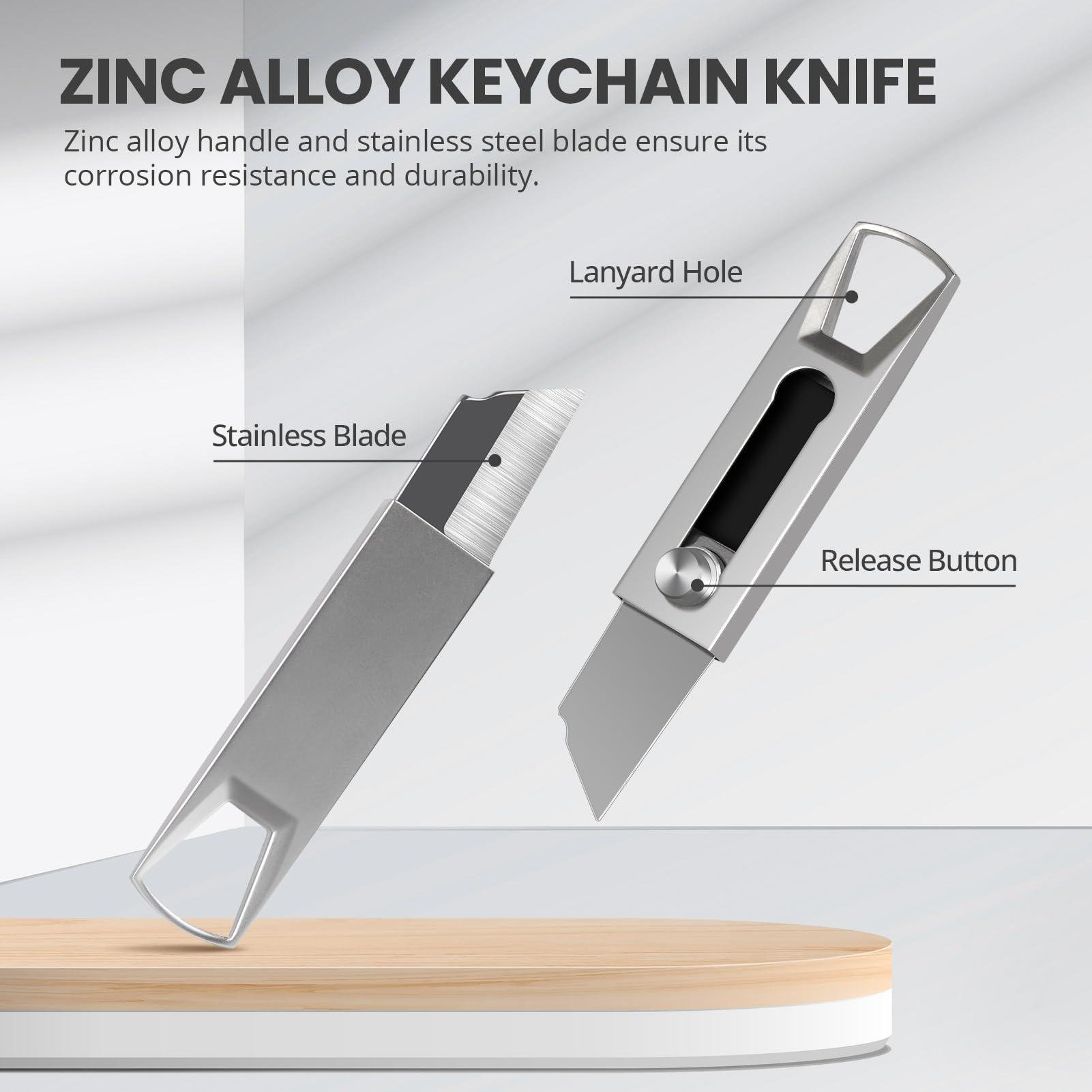 ITOKEY 2 Pack Small Pocket Knife, Keychain Box Cutter, Mini Pocket Knife with 0.78 inch Sharp Blade, EDC Utility Knife for Everyday Carry, Safety Box Opener Tool for Office, Cool Gadgets for Men Women - Image 2