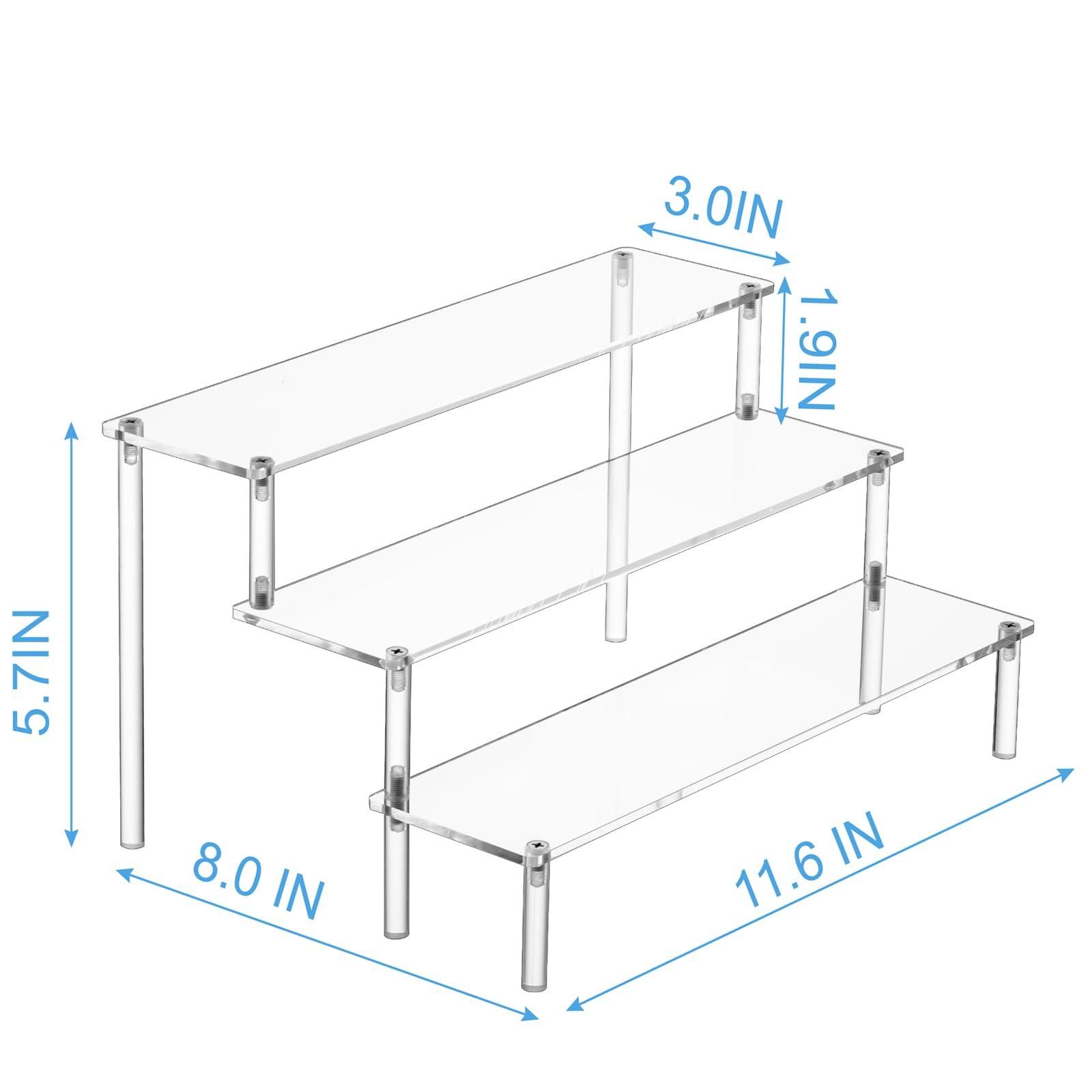 HENABLE Large Acrylic Display Risers, Perfume Stand Organizer, Clear Acrylic Shelf Risers for Display Stands for Food, Tabletop Use, Amiibo Funko POP Figure, 3 Tier Clear Cupcake Stand Risers - Image 2