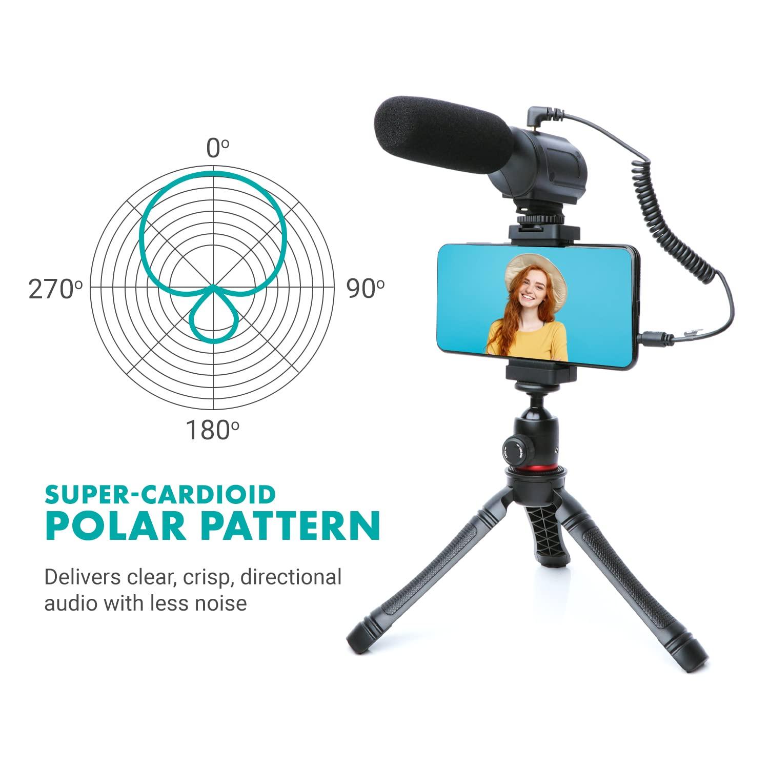 Movo uVlogger- Android/USB-C Compatible Vlogging Kit Smartphone Video Kit Accessories: Tripod, Mount, LED Light and Cellphone Shotgun Microphone for Video Recording for YouTube, Vlog - Image 5