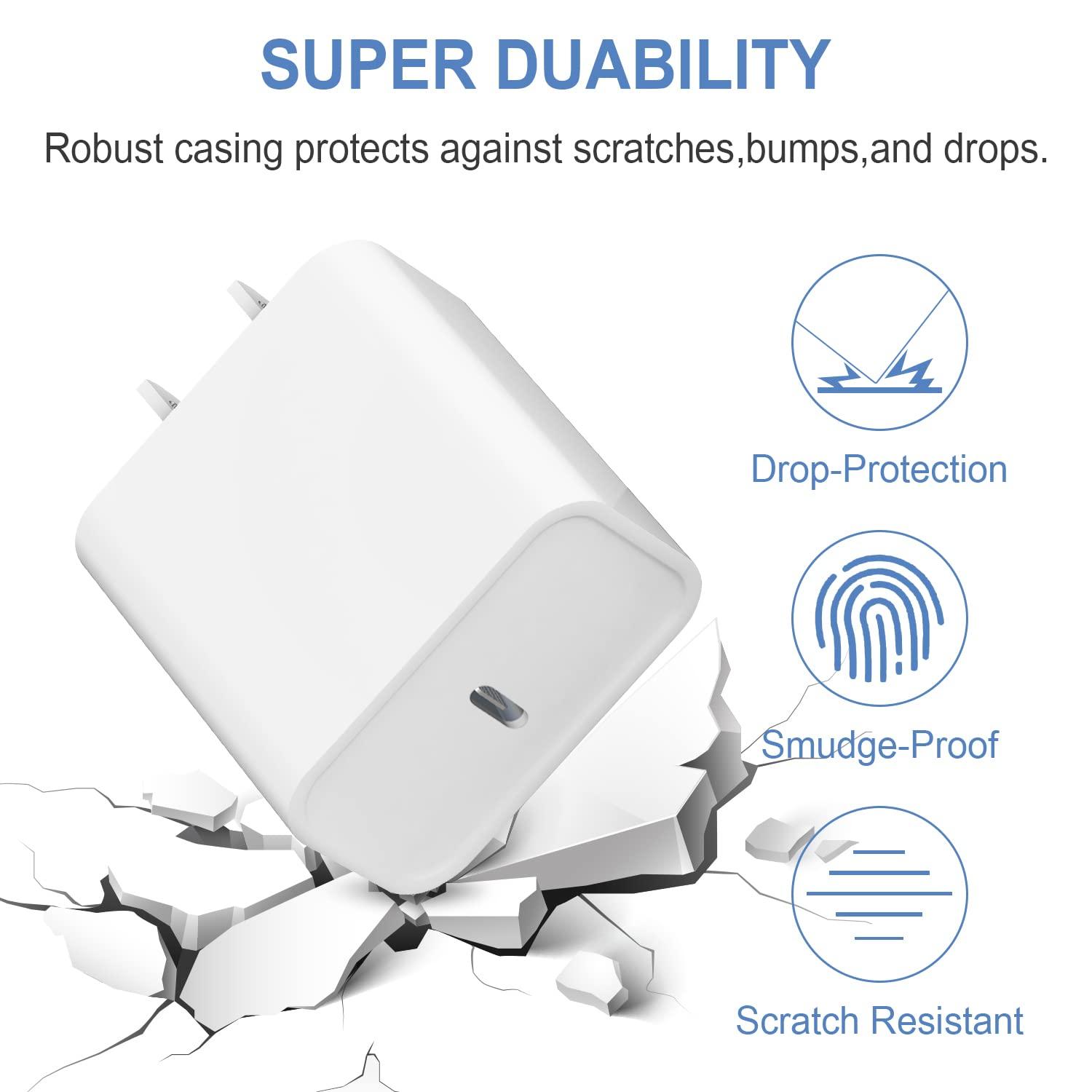 iPhone Charger Fast Charging USB C Charger Block Type C Chargers Fast Charging 20W PD Wall Chargers with 6FT Cord for iPhone 14/14 Pro Max/13/13 Max/12/12 Pro Max/iPad - Image 5