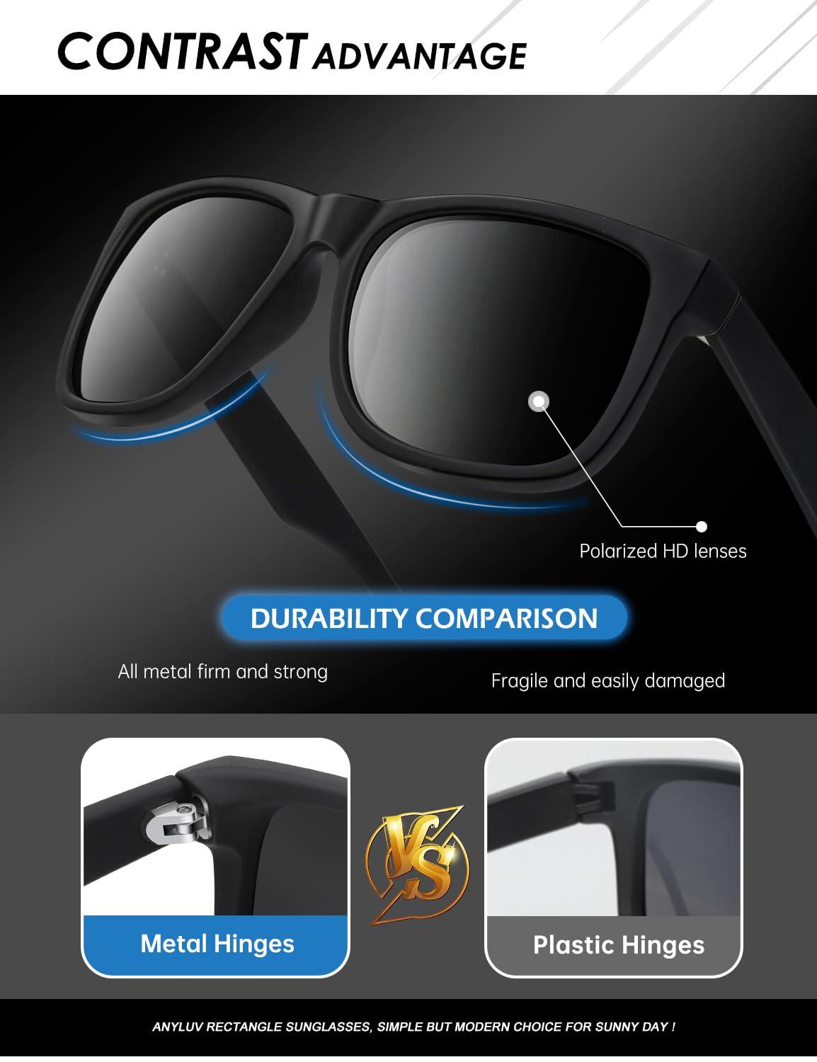 ANYLUV Mens Sunglasses Polarized, Retro Sunglasses for Men Women with UV Protection for Outdoors Fishing Driving 3 Packs - Image 3