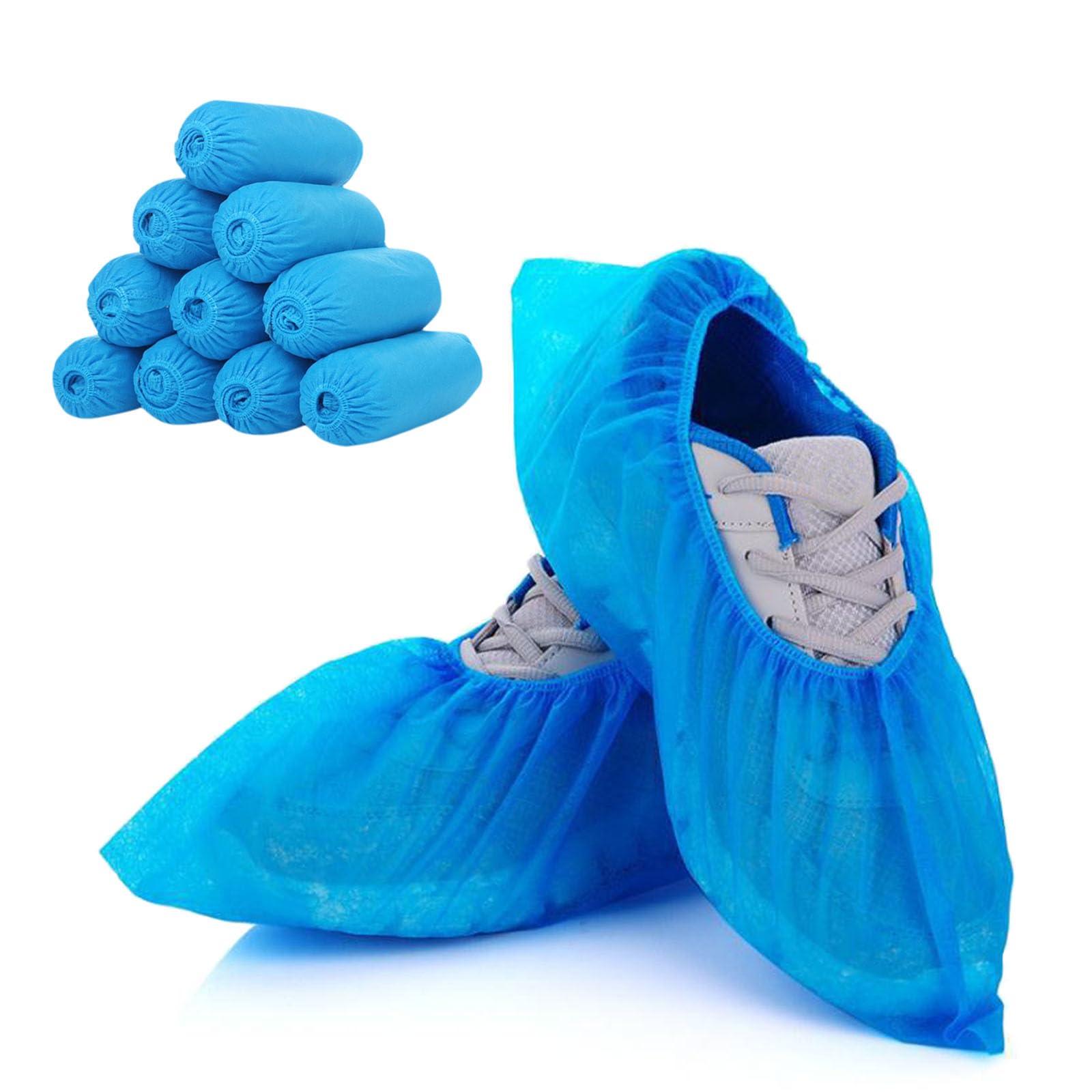 Kearning 100 Pack(50 Pairs) Shoe Covers Disposable Water-Resistant Non Slip Shoe Cover Indoor Booties for Shoes Covers Non-Woven Boot Covers Foot Covers Fits Size Up To Men 11 Women 13 House Cleaning