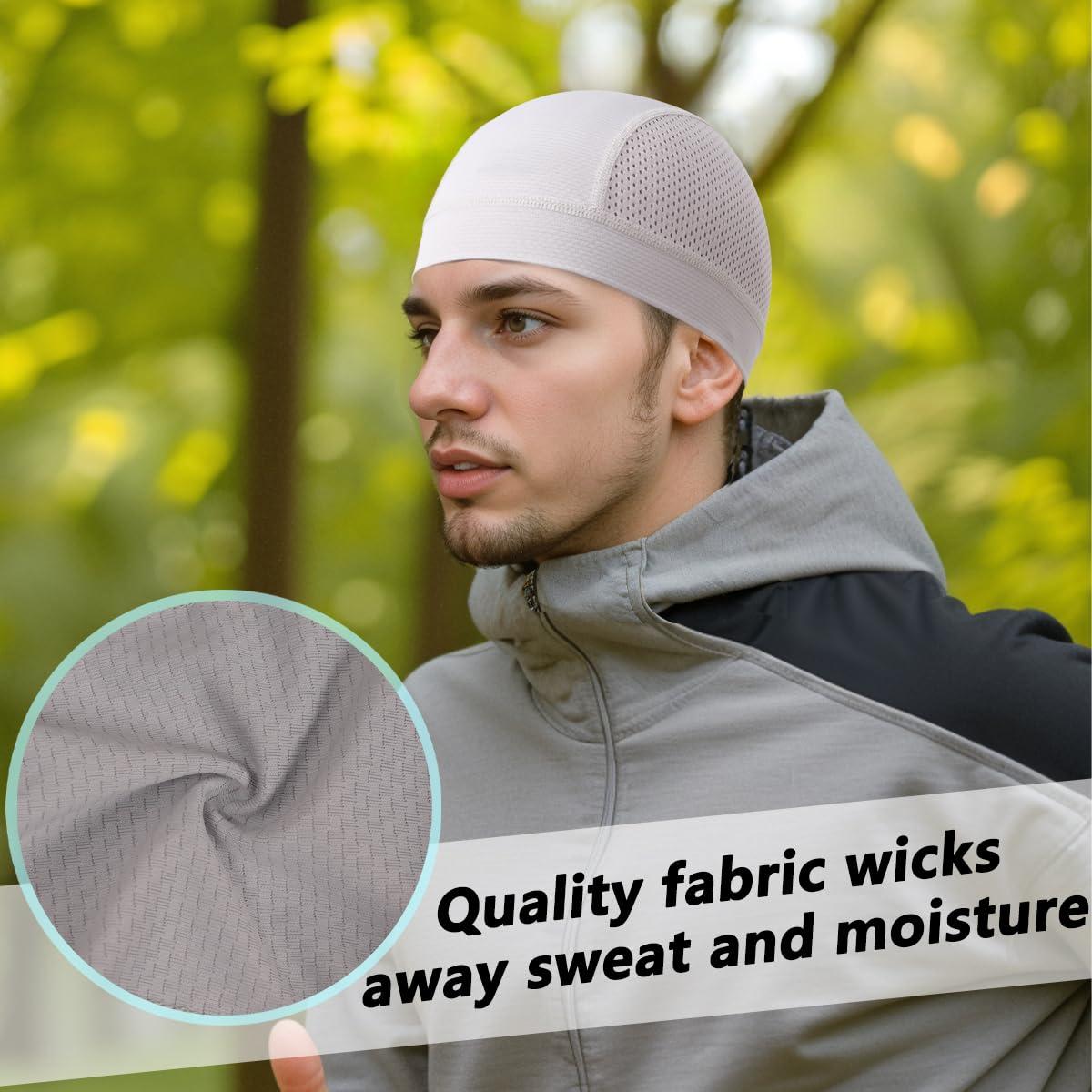 LMMHEIZI 2 Pack Summer Skull Cap Helmet Liner Breathable Cooling Beanie Running Cycling Hat for Men Women - Image 3