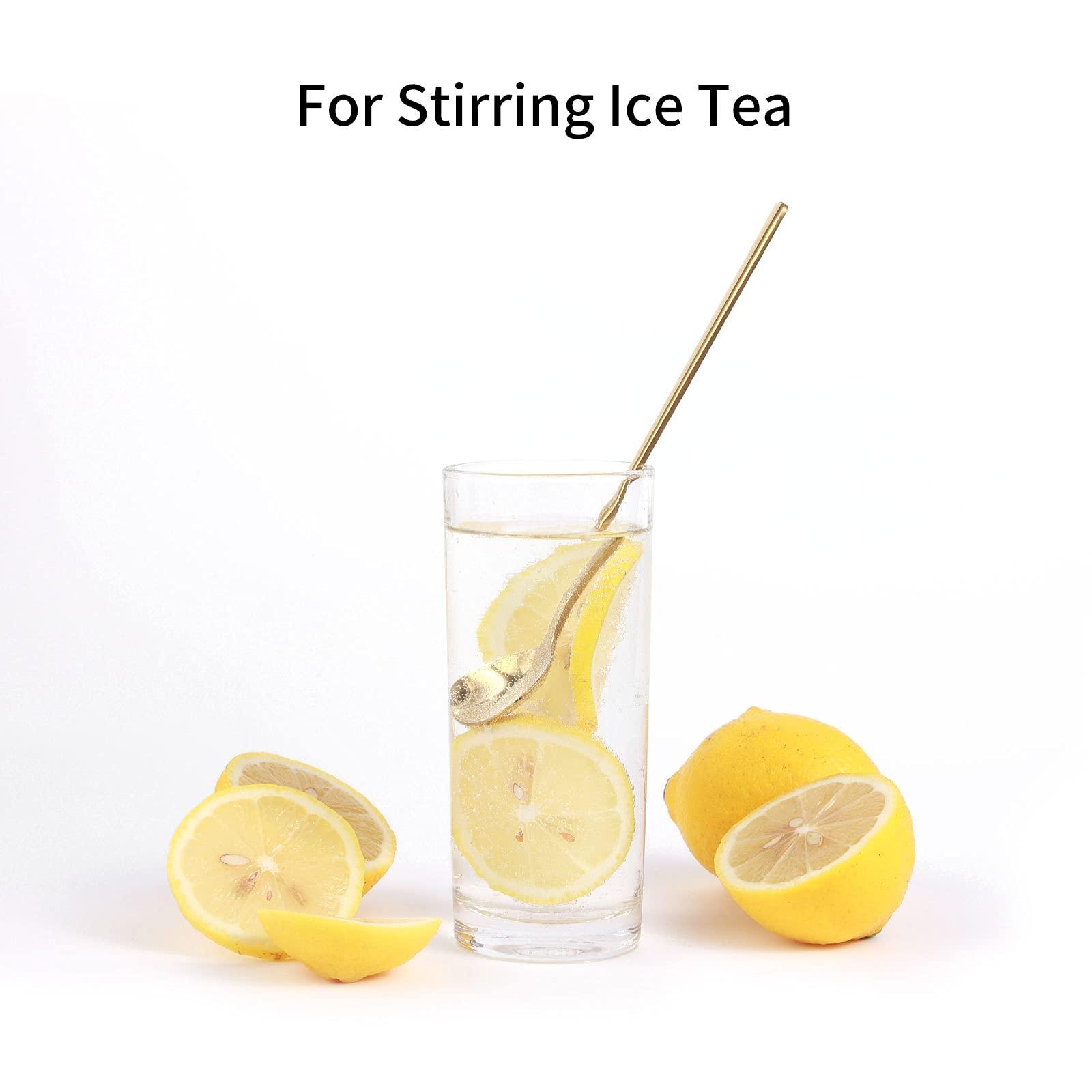 4 PCS 6.7 Inches Coffee/ Tea Spoons Long Handle, Gold, Ice Tea, Espresso Stainless Steel Long Spoons for Stirring - Image 5
