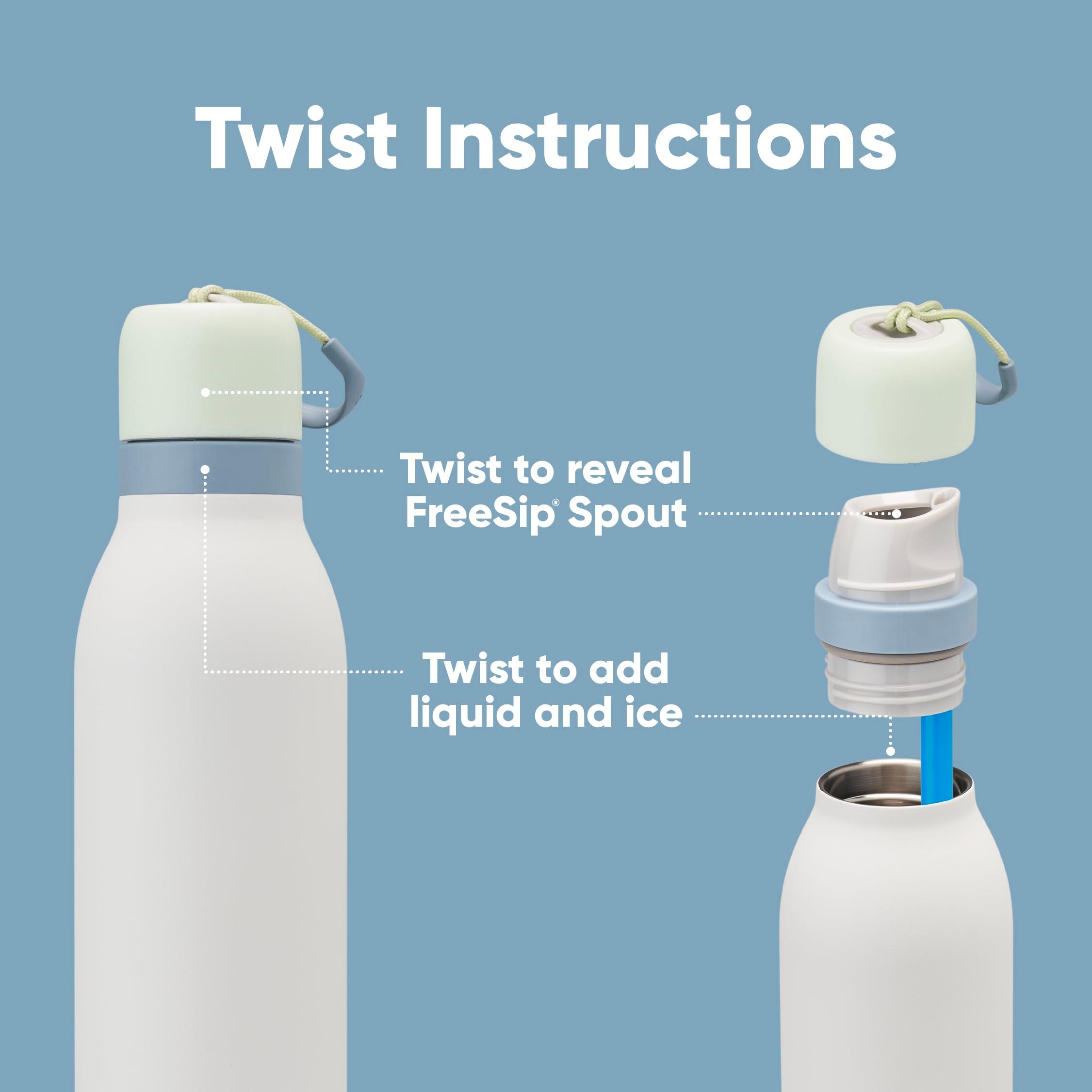Owala FreeSip Twist Insulated Stainless Steel Water Bottle with Straw for Sports and Travel, BPA-Free, 24-oz, Green/White (Iced Breeze) - Image 4