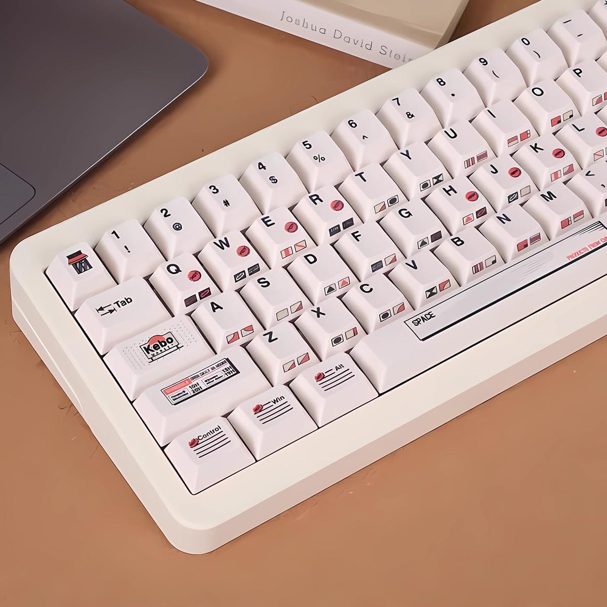 Sumgsn 152 Keys White PBT Keycap, Cherry Profile Keycaps, Cute Keycaps, Custom Keycap Set for Mechanical Keyboard 60% 75% 100% - Image 1