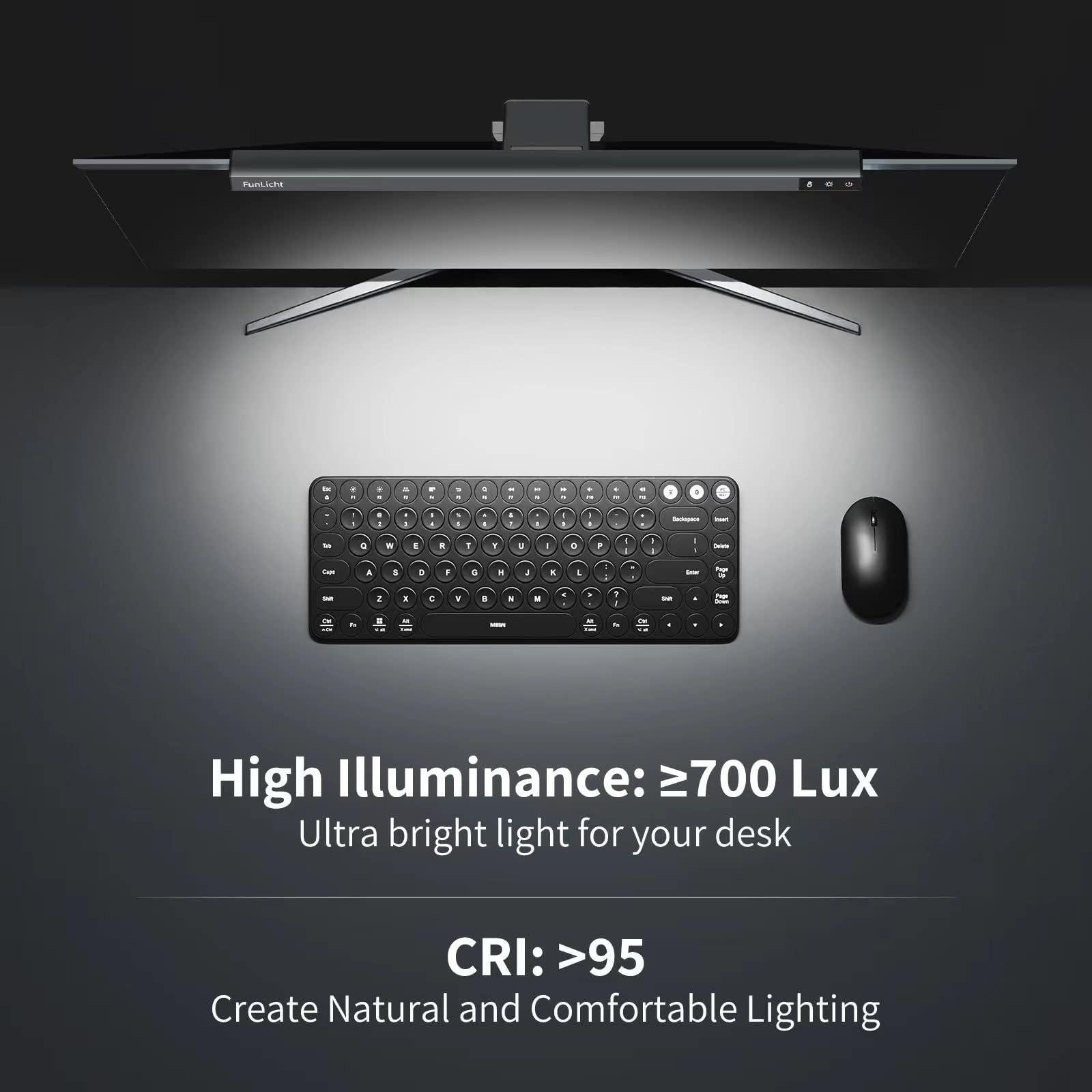 Funlicht Monitor Light Bar, Computer Monitor Lamp for Eye Caring LED Dimmable Screen Light Bar, Touch Control USB Powered Screenbar for Desk/Office/Home/Game, Black - Image 4