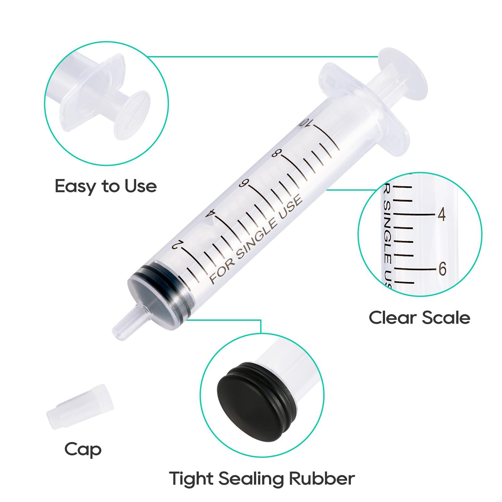 JOLLY PARTY 100 Pack 10ml Syringes Plastic Small Measuring Syringe with Tip Cap, Oral Syringe for Scientific Labs, Feeding Pets, Measurement,Refilling, No Needle - Image 3
