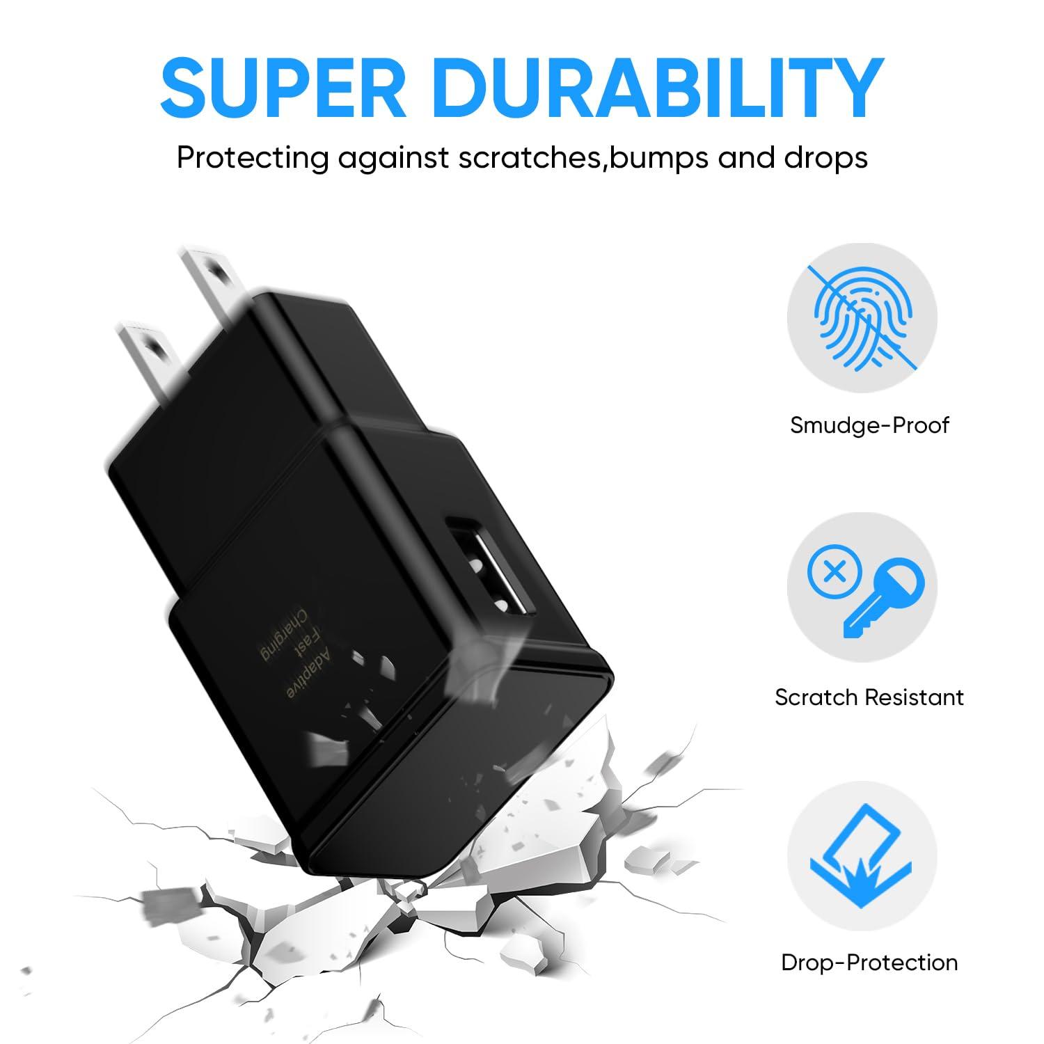 Adaptive Fast Charging Block USB Wall Charger Adapter Fits Samsung Galaxy S25/S24/S23/S22/S22 Ultra/S21/S20/S10/S9/S8/S7/Edge/Note 10 Quick Charge (Black, 2 Pack) - Image 4