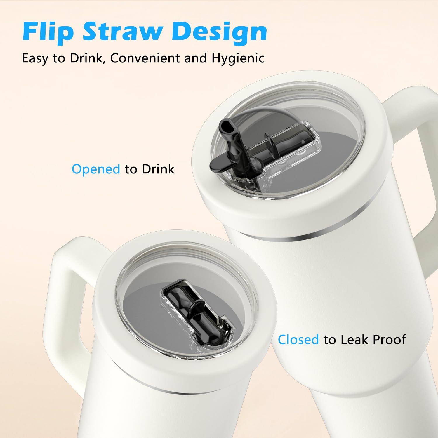 ALAFLY 40 OZ Flip Straw Lid Leak Proof Lid Replacement for Stanley Quencher, [Durable Silicone Lid] Spill Proof & Splash Resistant, Easy-Clean Reusable Flip Tumbler Lids for Stanley Cup Accessories - Image 6