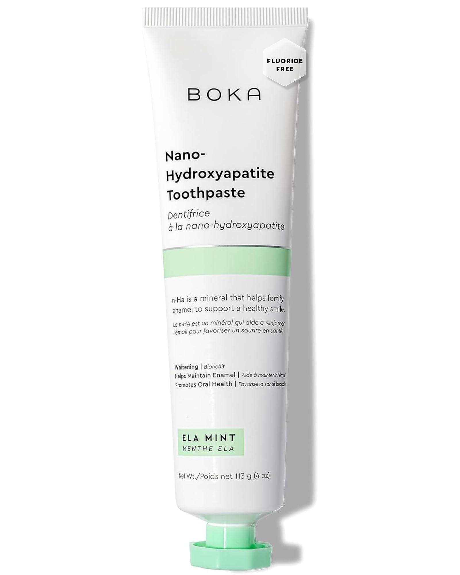 Boka Fluoride Free Toothpaste Nano Hydroxyapatite, Helps Remineralize, Appropriate for Sensitive Teeth, Whitening - for Adult, Kids Oral Care - Ela Mint Flavor, 4 Fl Oz 1Pk US Manufactured