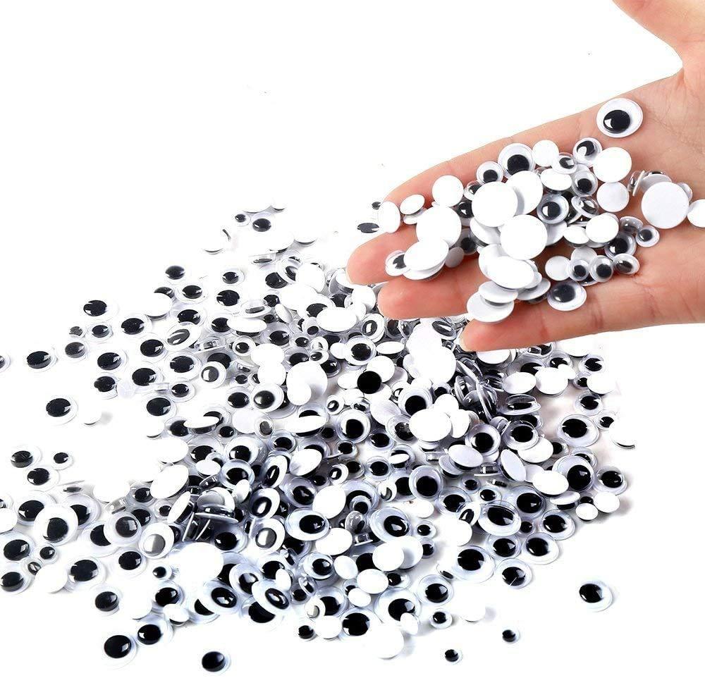 DECORA 500 Pieces 6mm -12mm Black Wiggle Googly Eyes with Self-Adhesive Backs for DIY Crafts Doll Making Sewing Supplies - Image 3