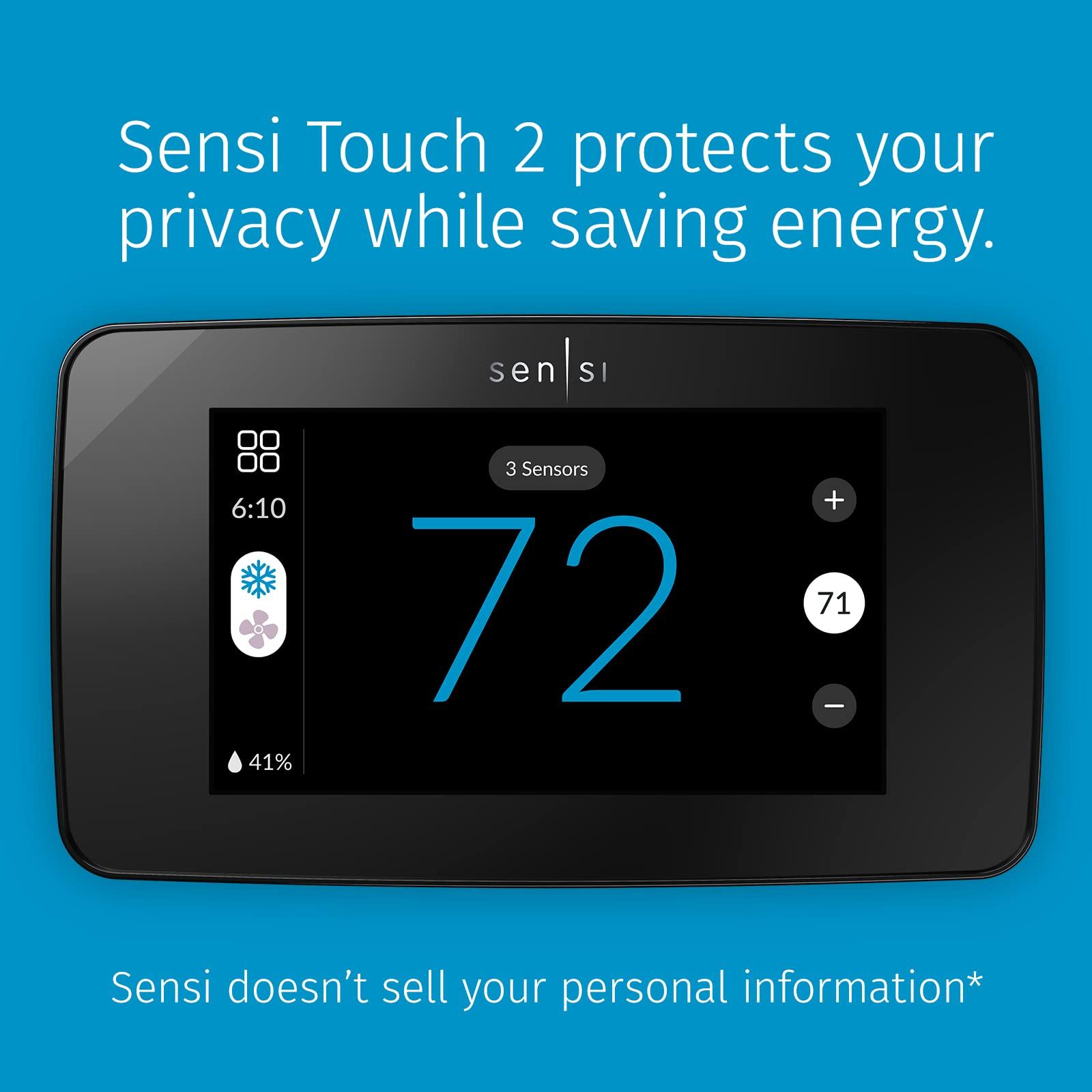 Sensi Touch 2 Smart Thermostat with Touchscreen Color Display, 100 Years of Expertise, Programmable, Wi-Fi, Data Privacy, Easy DIY, Works with Alexa, Energy Star Certified, ST76, C-Wire Required - Image 2