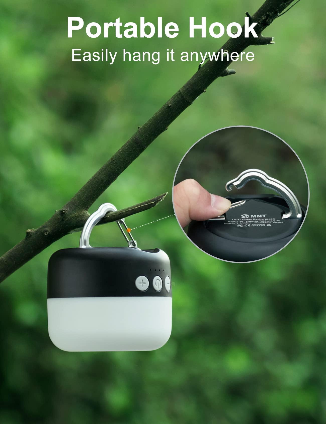 LED Camping Lantern Rechargeable 1000LM, Up to 300H Running Time Camping Tent Light, 6700mAh Emergency Hanging Light for Hurricane, Power Outages, Home, Hiking, Water-Resistant, Black - Image 4