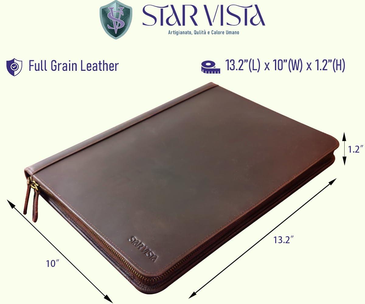 STAR VISTA Flamingo Full Grain Cowhide Leather Padfolio - Executive Business Folio, Sleeve for 13" Tablet & iPhone16, A4/US Letter Size Binder, Lefty Friendly - Image 3