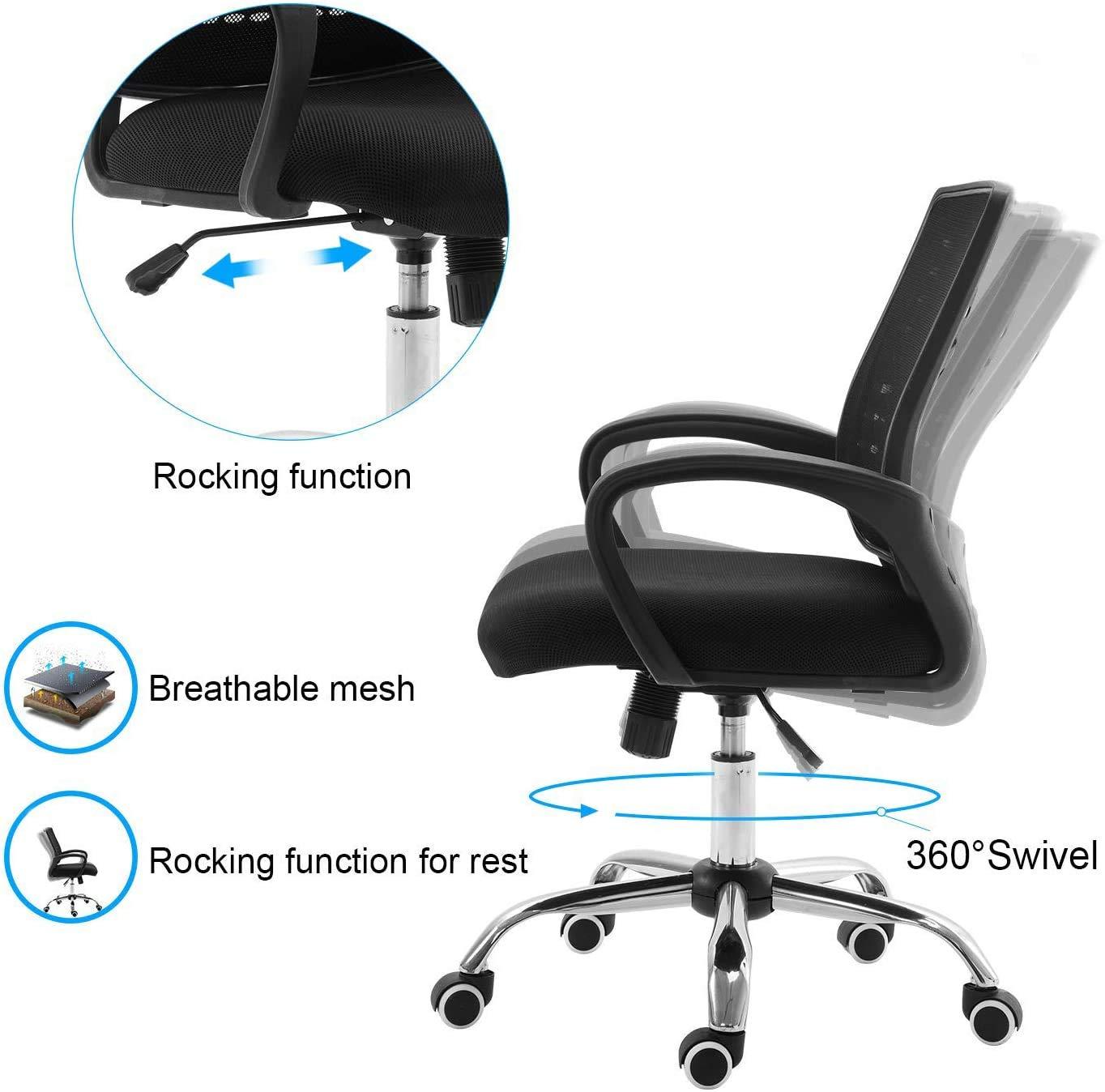 BestOffice Office Chair Ergonomic Cheap Desk Chair Mesh Computer Chair Lumbar Support Modern Executive Adjustable Stool Rolling Swivel Chair for Back Pain (Black) - Image 7