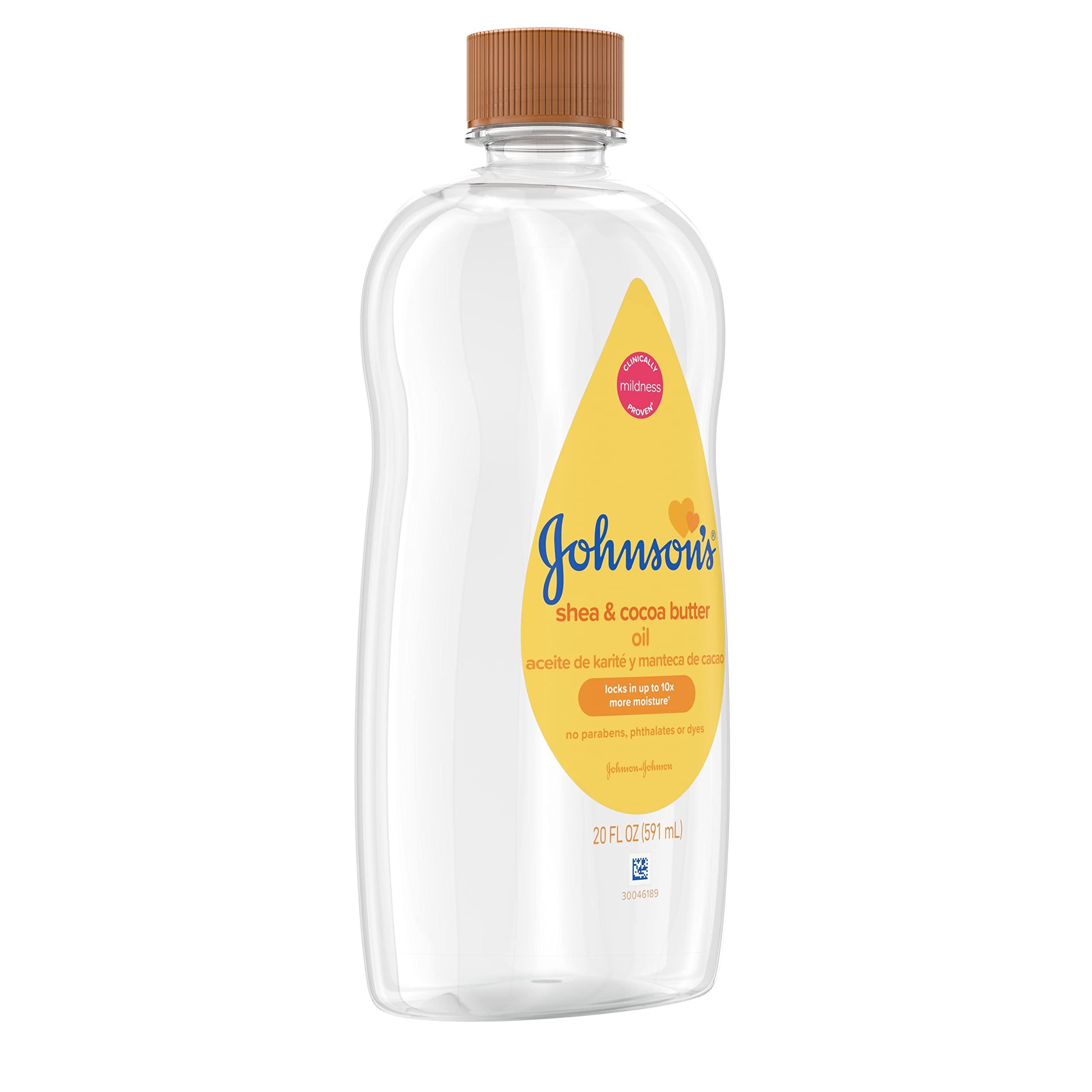 Johnson's Baby Oil, Mineral Oil Enriched with Shea & Cocoa Butter to Prevent Moisture Loss, Hypoallergenic, 20 fl. oz - Image 8