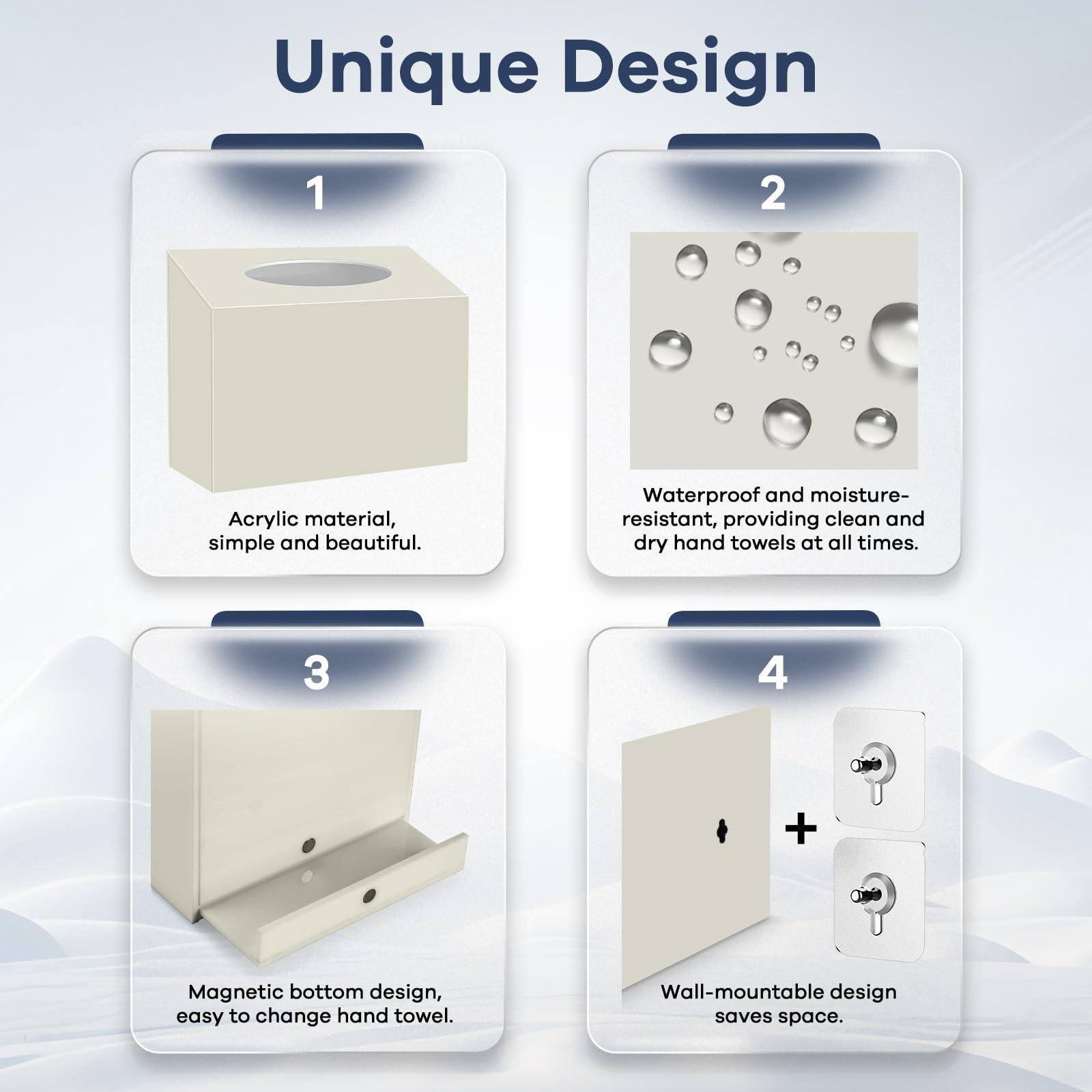 Acrylic Hand Towel Box Cover Compatible with Kleenex Disposable Hand Towels Wall-Mounted Paper Towel Dispenser Suitable for Tabletop, Bathroom, Car, and Office Use (Beige) - Image 3