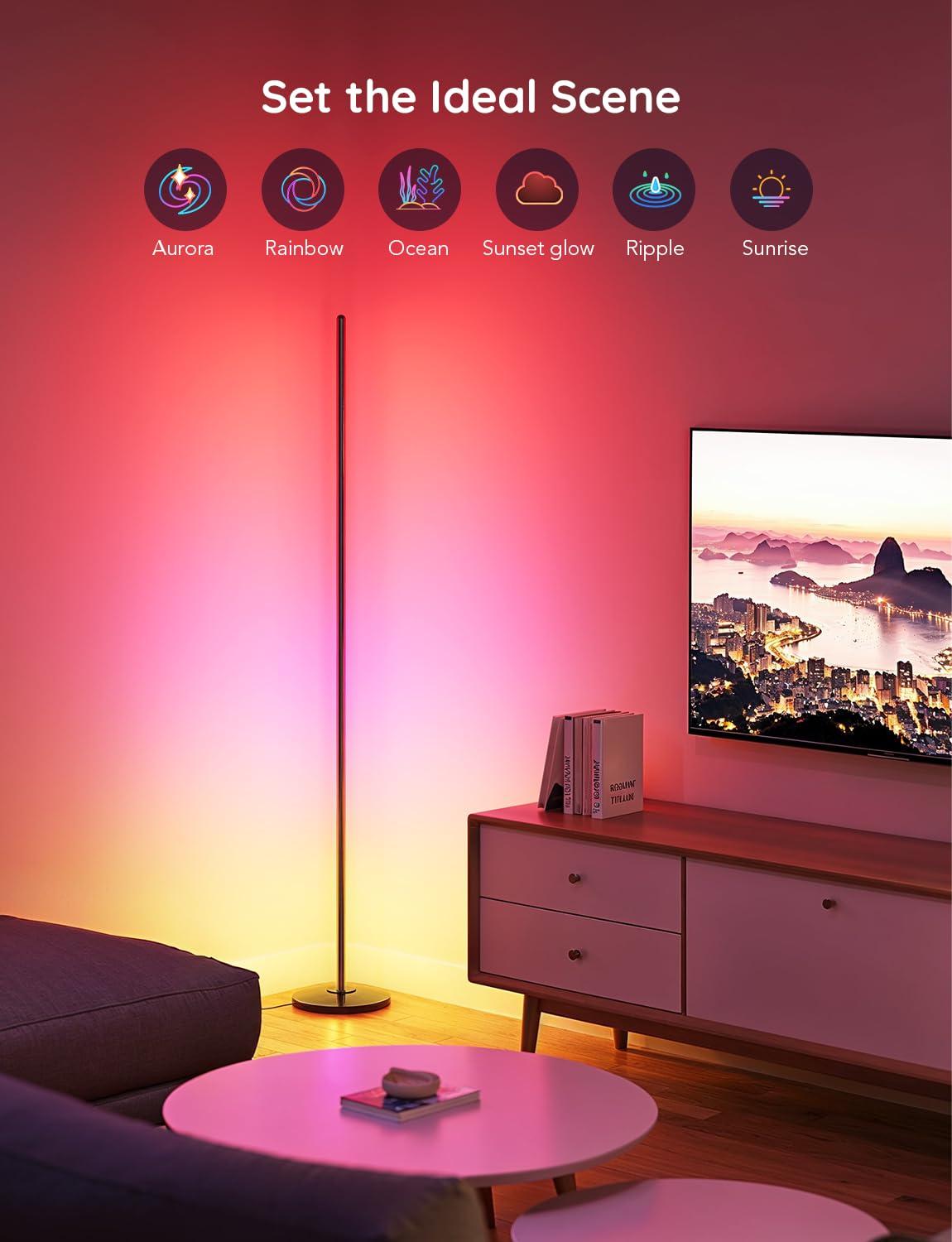 Govee RGBIC Floor Lamp, LED Corner Lamp Works with Alexa, 1000 Lumen Smart Modern Floor Lamp with Music Sync and 16 Million DIY Colors, Color Changing Standing Lamp for Bedroom Living Room Black - Image 3