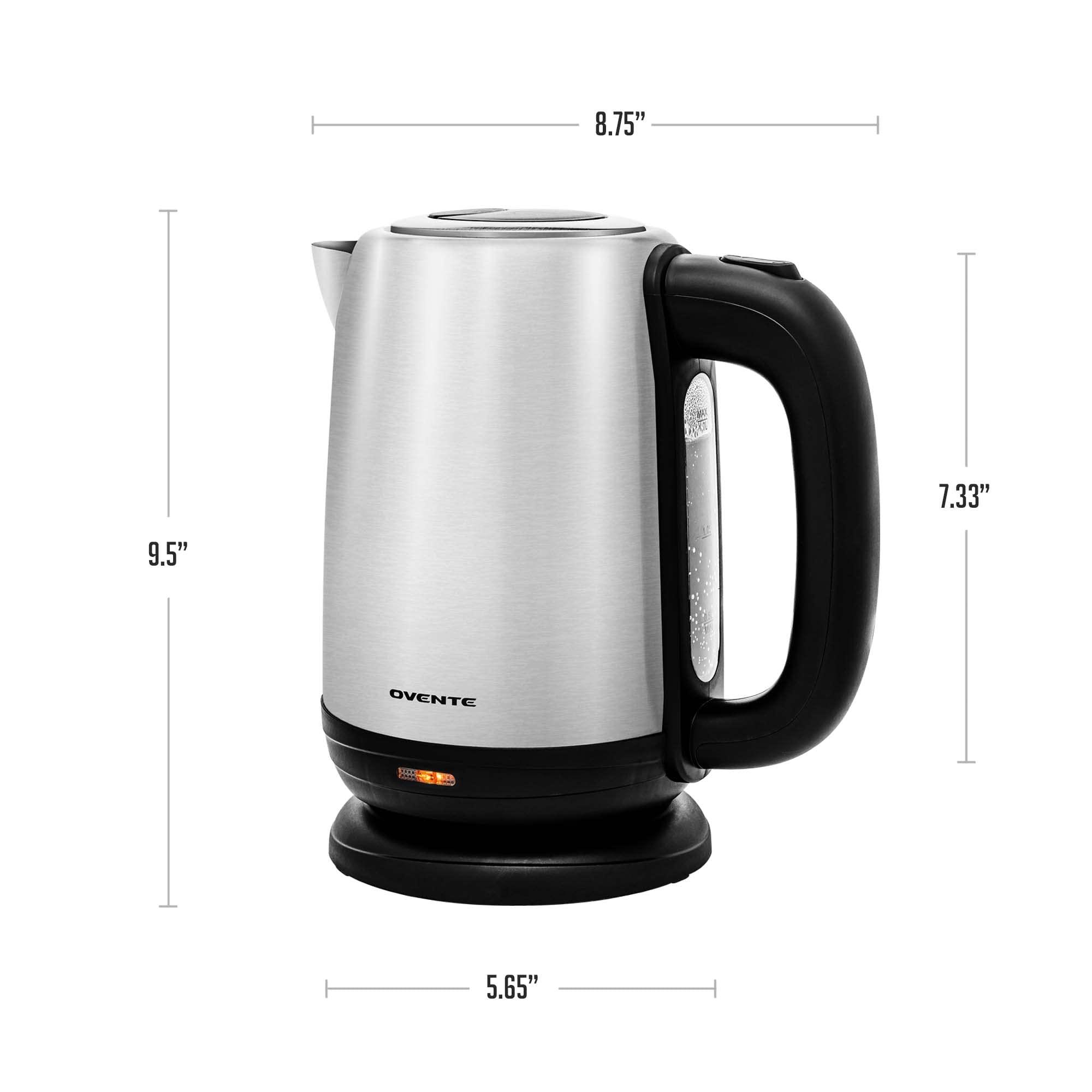 OVENTE Electric Tea Kettle Stainless Steel 1.7 Liter Portable Instant Water Boiler Heater 1100W Power Fast Boiling with Cordless Body and Automatic Shut Off for Coffee Milk Chocolate Silver KS27S - Image 3