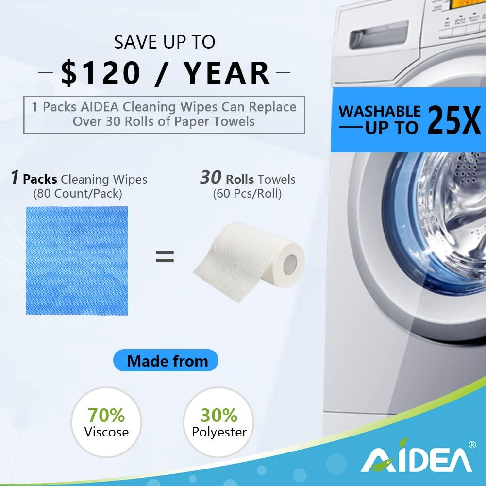 AIDEA Cleaning Wipes, Multi-Purpose Towel and Reusable Cleaning Cloths 80Ct(1 Pack), Domestic Wipes for Kitchen and Office (12''x24'') - Image 4