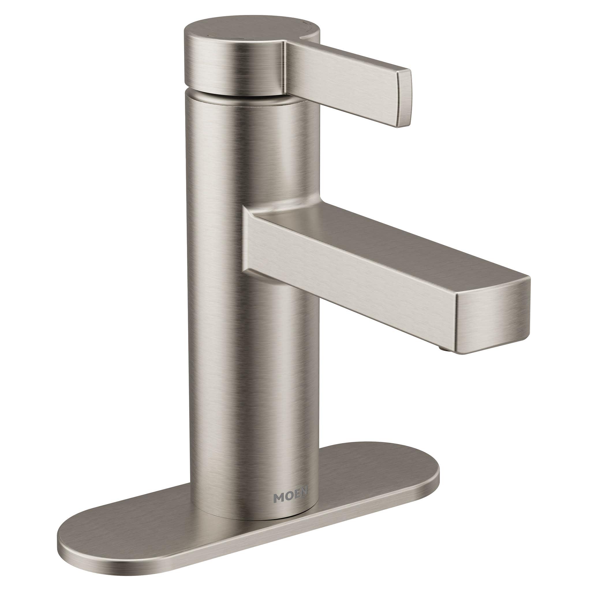 Moen Beric Spot Resist Nickel Modern One-Handle Single Hole Bathroom Faucet with Drain Assembly and Optional Deckplate for Your Bath Sink, 84774SRN - Image 7