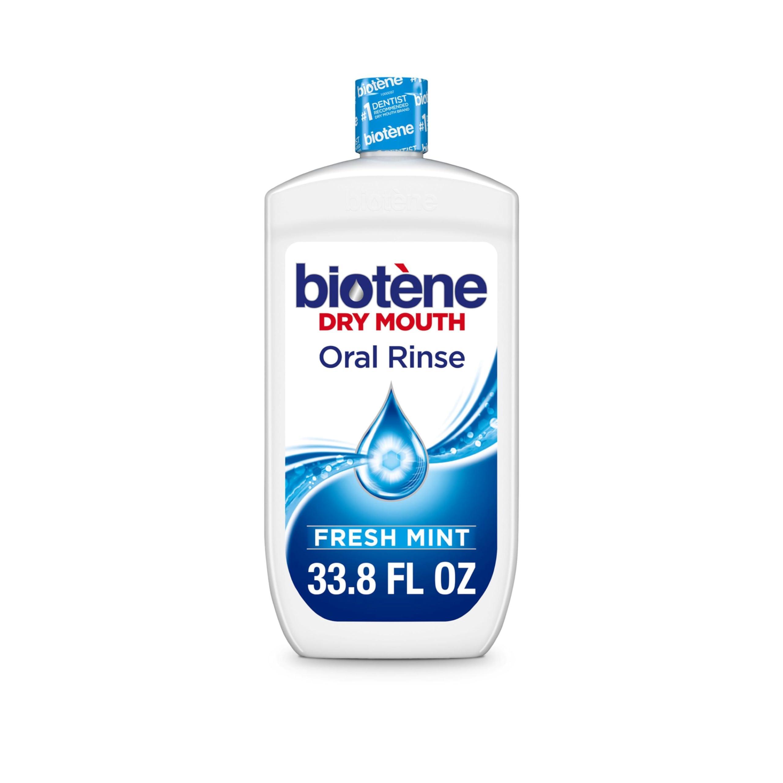 biotène Oral Rinse Mouthwash for Dry Mouth, Breath Freshener and Dry Mouth Treatment, Fresh Mint - 33.8 fl oz - Image 9