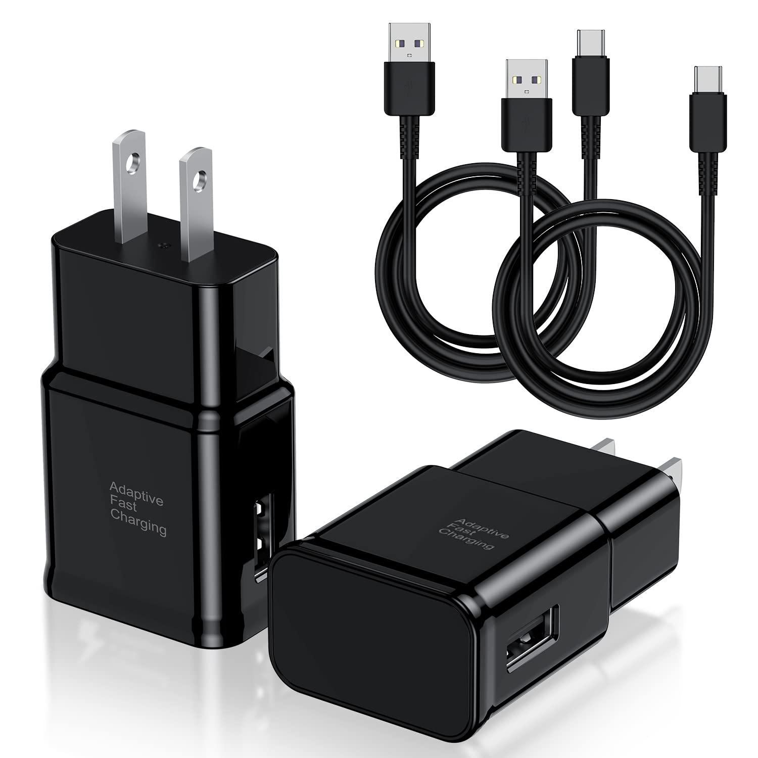 Type C Charger Fast Charging, 2 Pack USB C Android Phone Wall Charger Block & 6ft Charge Cable Cord, for Samsung Galaxy S8 / S9 / S10 Plus Active S10e, S20 / S21 Ultra Plus, Note 8 9 10, Pixel 3 etc - Image 1