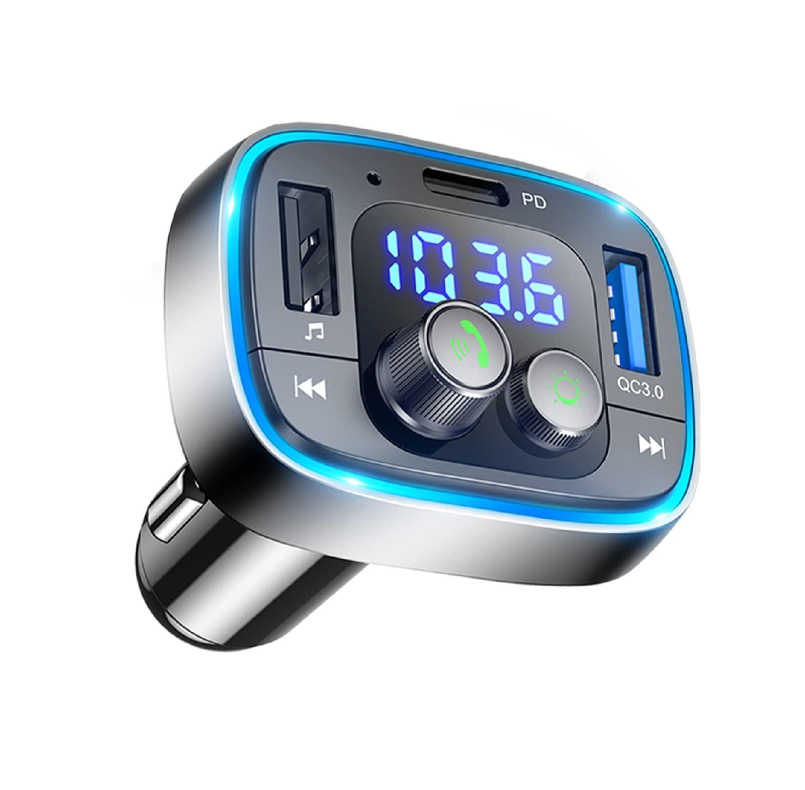 LIHAN USB C Bluetooth Adapter for Car, AUX Wireless FM Radio Transmitter, Handsfree Calling & Audio Receiver, MP3 Music Player, QC3.0 & Type-C PD USB Charger,7 Colors LED Backlit - Image 9