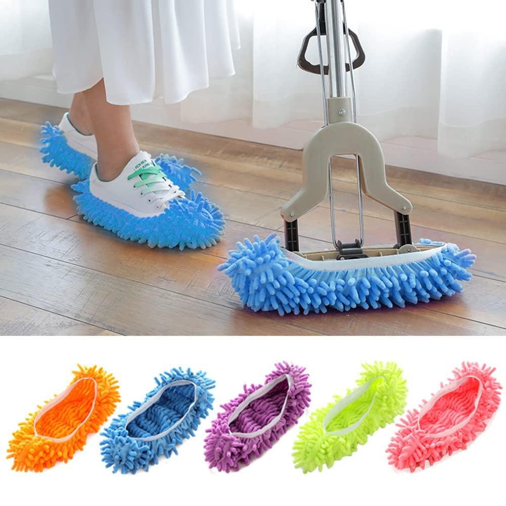 Mop Socks, 2Pairs Microfiber Cleaning House Mop Slipper Covers Soft Washable Reusable Microfiber Foot Socks for Floor Cleaning (Blue) - Image 7