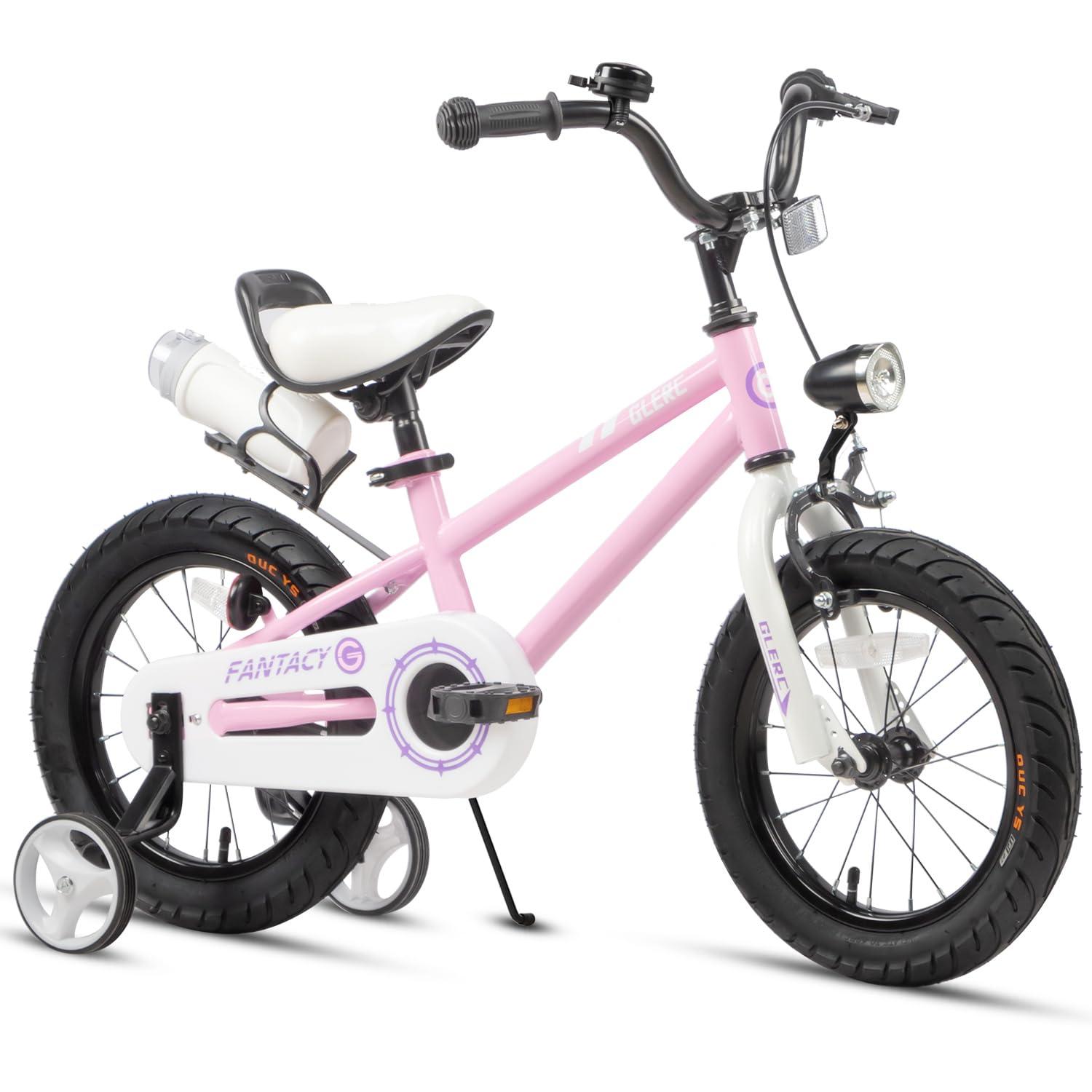 Glerc Fantacy Kids Bike, 12-20 Inch Children Bicycle for 2-13 Years Old Boys Girls, Kids Bicycle with Water Bottle Holder & Headlight & Training Wheels, Multiple Colors