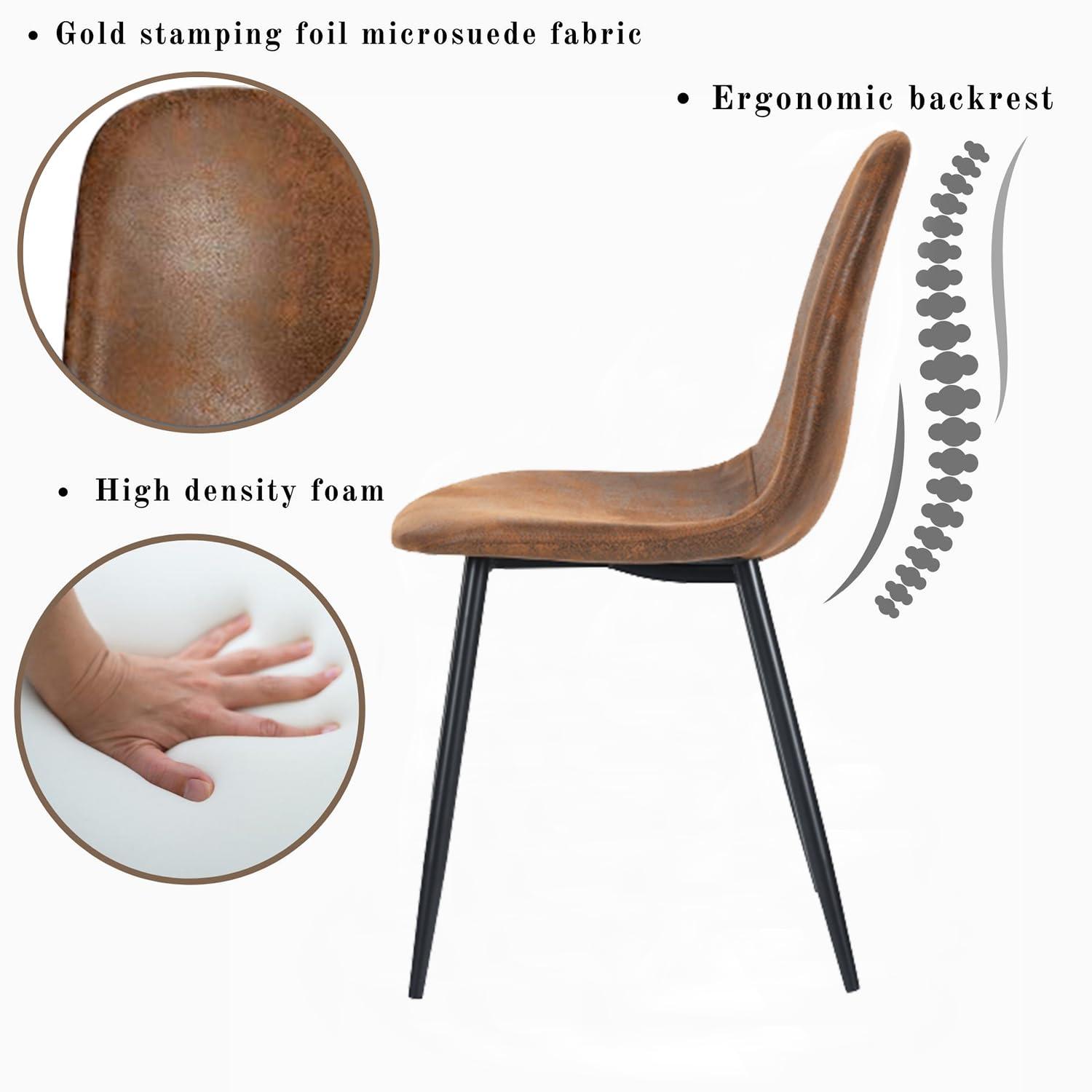 FurnitureR Dining Chairs Comfortable Upholstered Side Seating Armless for Home Kitchen Bedroom Living Room Guest Restaurant Cafe (Brown, Set of 6) - Image 3