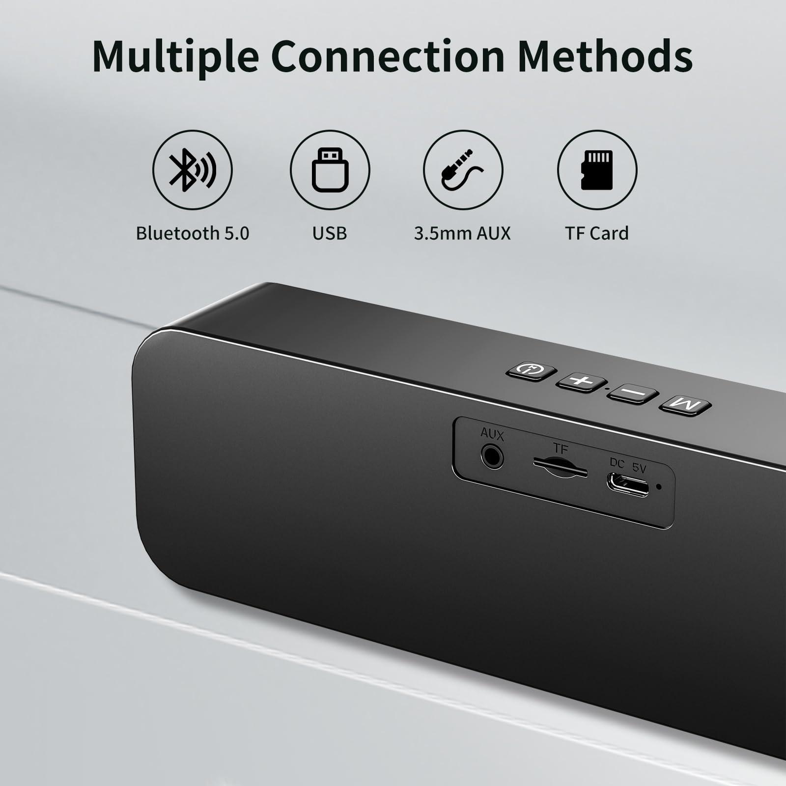 USB Computer Speakers,Pc Speakers for Desktop,Stereo Sound & Enhanced Bass with 3.5mm Aux-in, TF Card Port, Bluetooth Speaker,USB Powered Speakers for Desktop Monitor, PC, Laptop, Tablets - Image 2