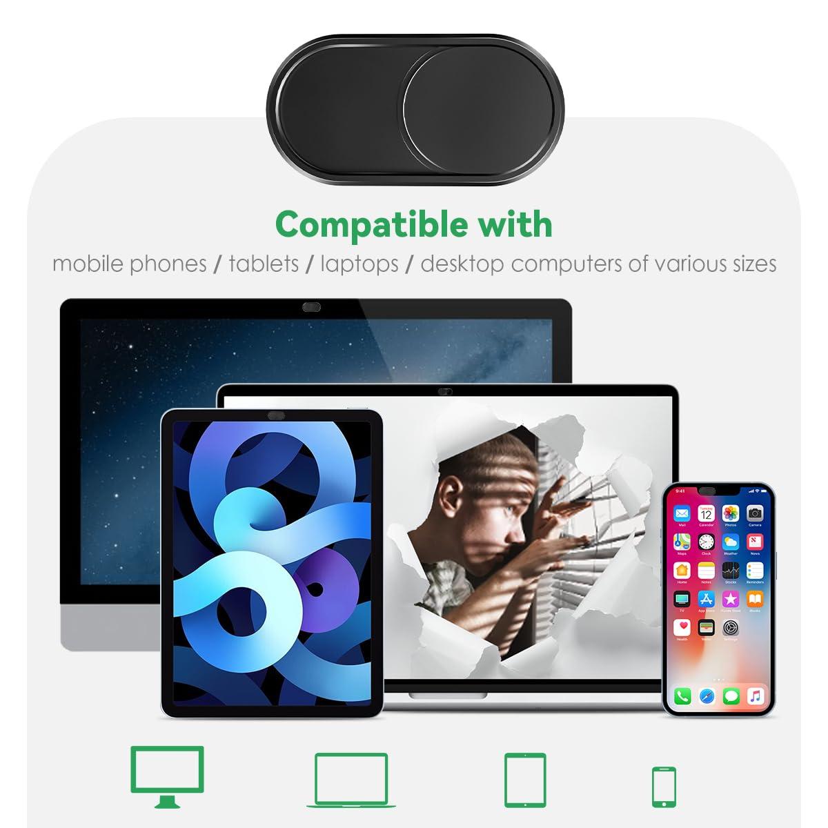CloudValley Webcam Cover Slide[2-Pack], 0.023 Inch Ultra-Thin Metal Web Camera Cover for Macbook Pro, iMac, Laptop, PC, iPad Pro, iPhone 8/7/6 Plus, Protect Your Visual Privacy [Black] - Image 3