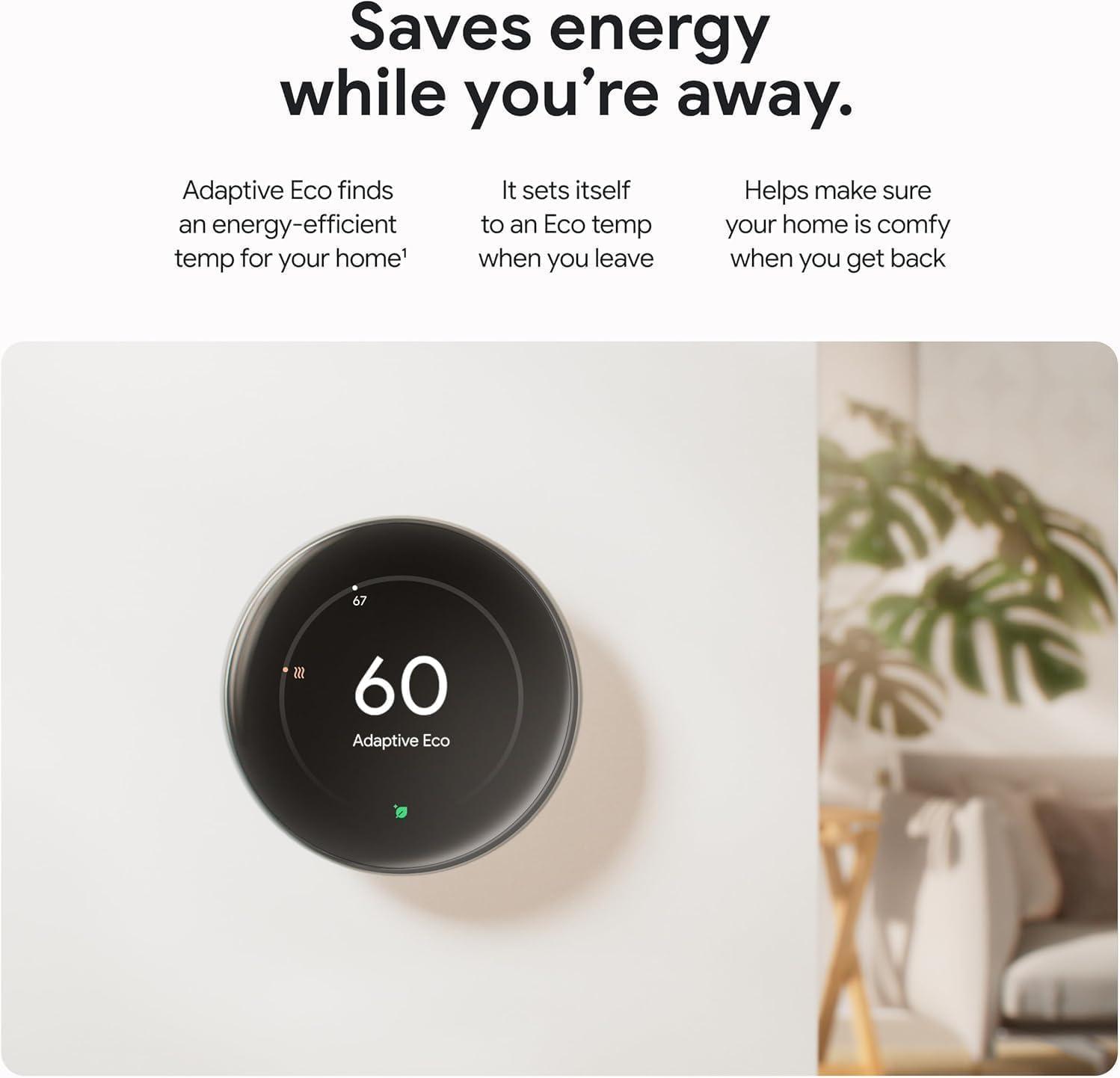Google Nest Thermostat (4th Gen, 2024) with 2 Temperature Sensors (2nd Gen) - Polished Obsidian - Image 4