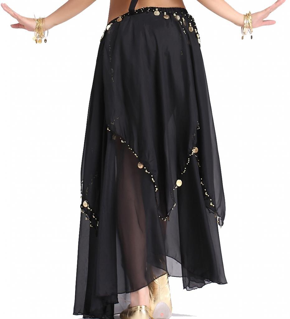 ZLTdream Women's Belly Dance Chiffon Skirt with Coins - Image 3