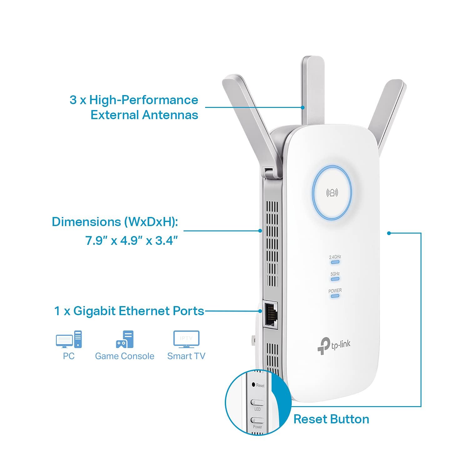 TP-Link AC1900 WiFi Range Extender RE550 | Dual-Band Wireless Repeater Amplifier w/Gigabit Ethernet Port | Up to 2200 Sq. Ft., 32 Devices | Internet Signal Booster | APP Setup | EasyMesh Compatible - Image 5