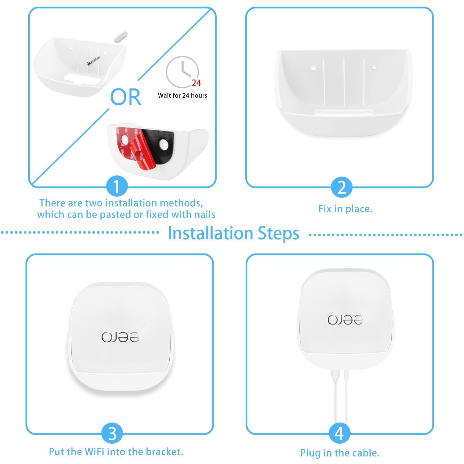 Huafly 1Pcs Screwless Wall Mount Bracket for eero 6+ WiFi, VHB Stick On Holder, Strong Adhesive Holder, No Tools No Drilling No Hole-White (for eero 6+, 1Pcs) - Image 5