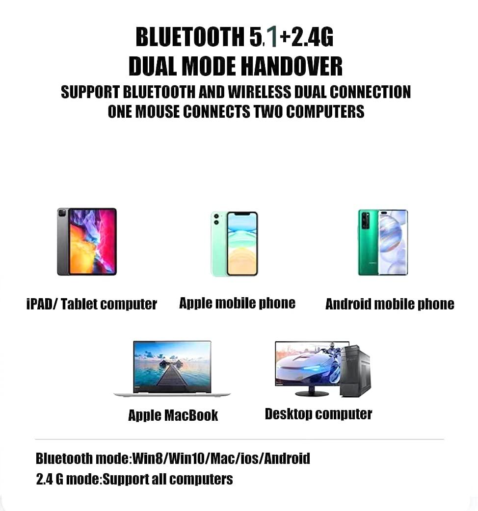 PEIBO Bluetooth Wireless Mouse for Laptop mac MacBook ipad MacBook air MacBook pro pc Desktop Computer Windows Chromebook Notebook (Silver) - Image 6