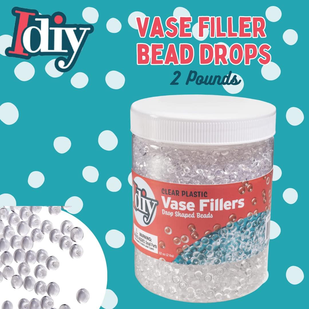 IDIY 32 oz Vase Fillers (2 Pound Clear Flat Plastic Bead Drops) -Quarter Inch 1/4" -Perfect Event Decorations, Table Scatters, Slime ad Ins, Baby Shower, DIY Craft Art Project - Image 3