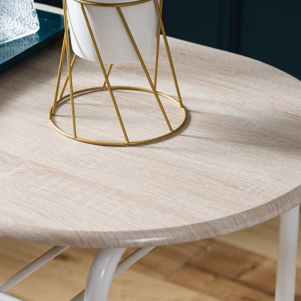 VINGLI 3 Piece Dining Set,Small Kitchen Table Set for 2,Breakfast Table Set,Kitchen Wooden Table and 2 Chairs for Small Space/Dining Room/Apartment,Metal Frame,Wine Rack,White&Light Oak - Image 6