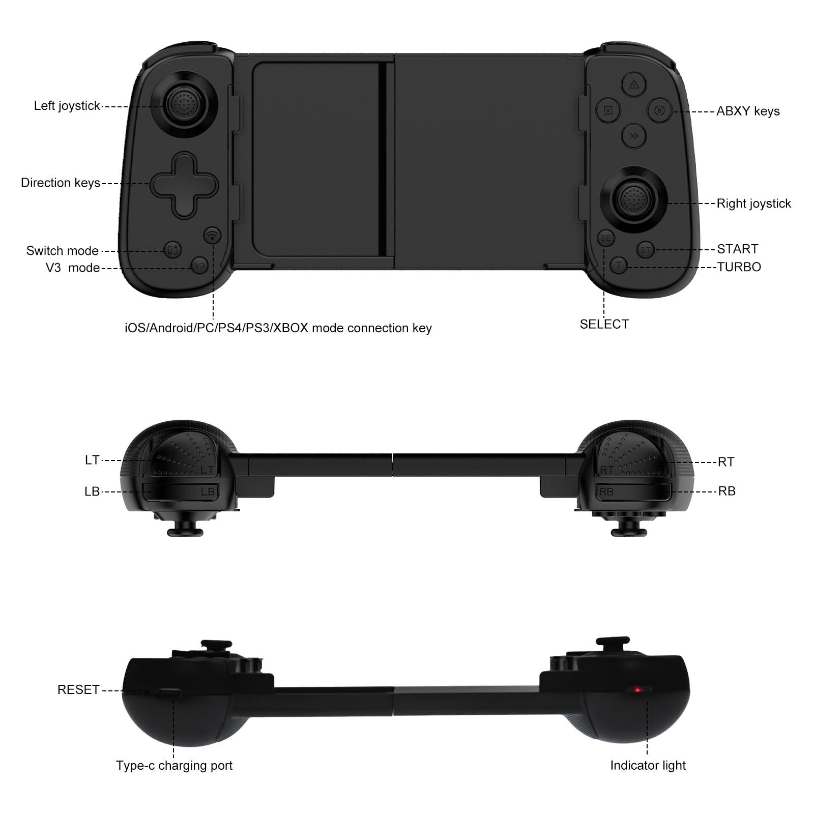 Wireless Controller for iPhone/Android/PC/iPad/Tablet/APPL Arcade MFi Games/Switch/PS4, Support Streaming on PS5/PS4/Xbox/PC Console, Cloud Gaming Gamepad Joystick - Turbo/6-Axis Gyro/Dual Motors - Image 8