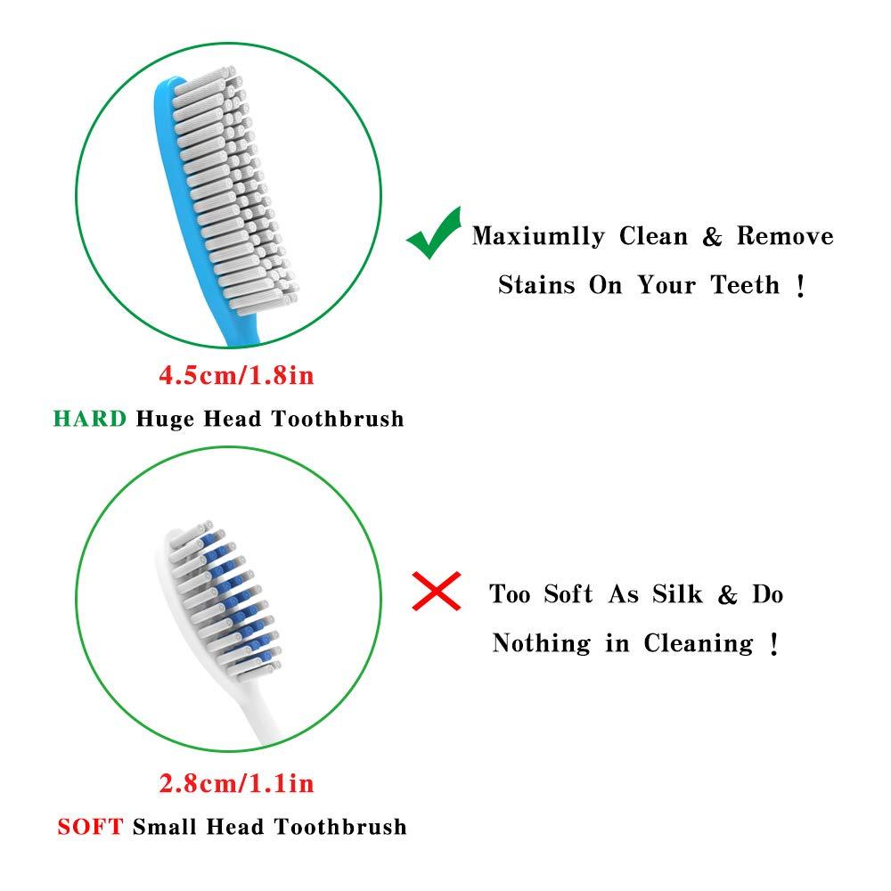 DR PEFECT Extra Hard & Firm Toothbrush Large Long Head Whitening Teeth Pack of 4 - Image 3